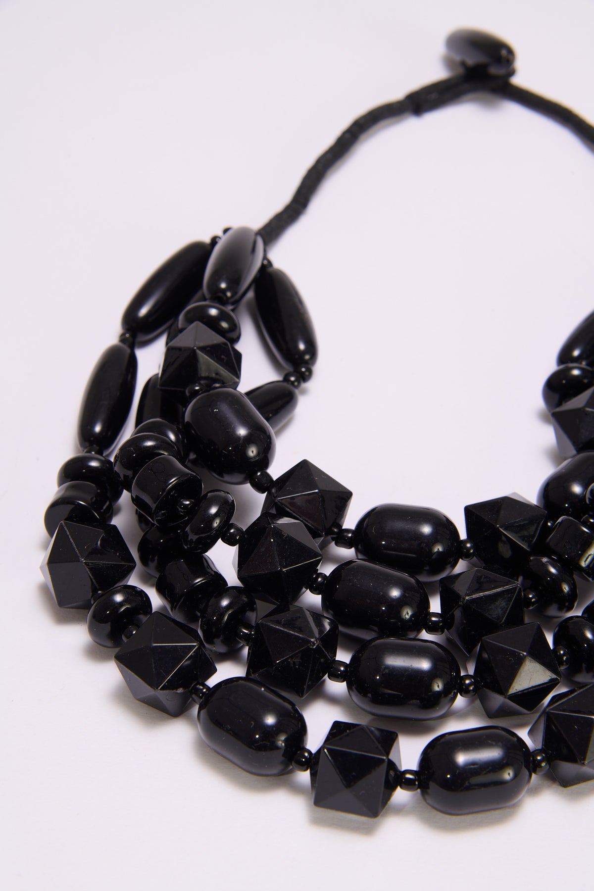 Collana donna 4 fili pietre varie forme - Nero