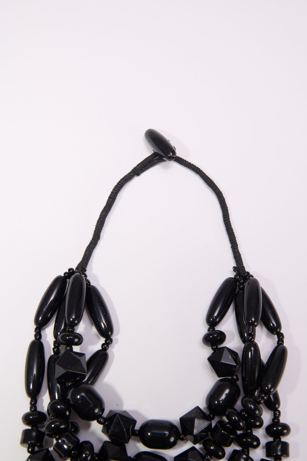 Collana donna 4 fili pietre varie forme - Nero