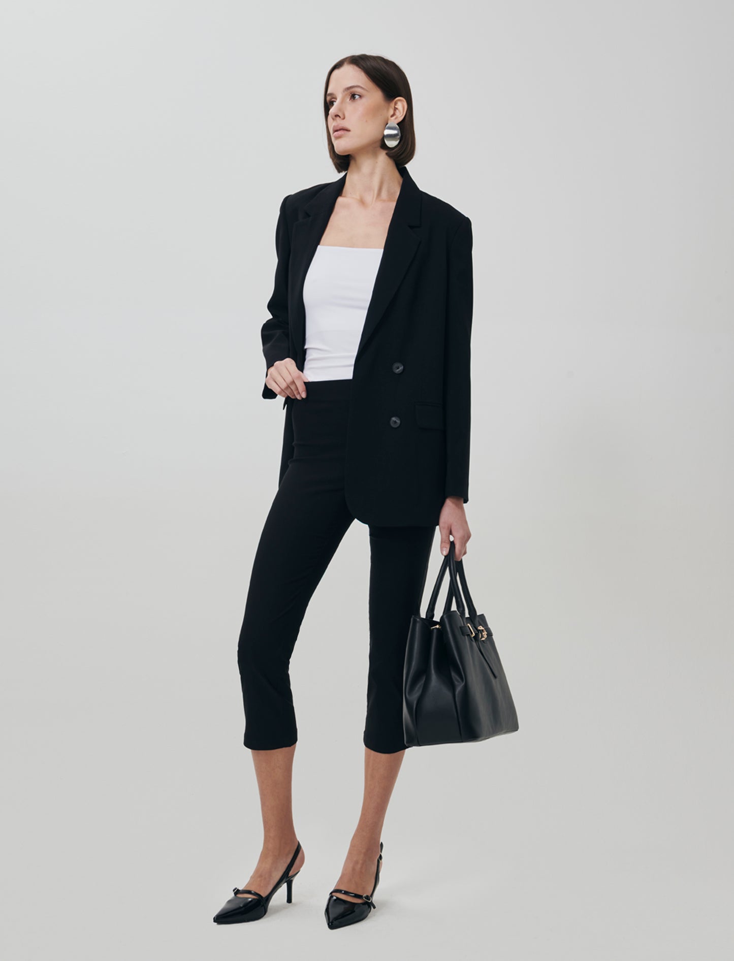 Pantalone Capri con Vita Alta - Nero