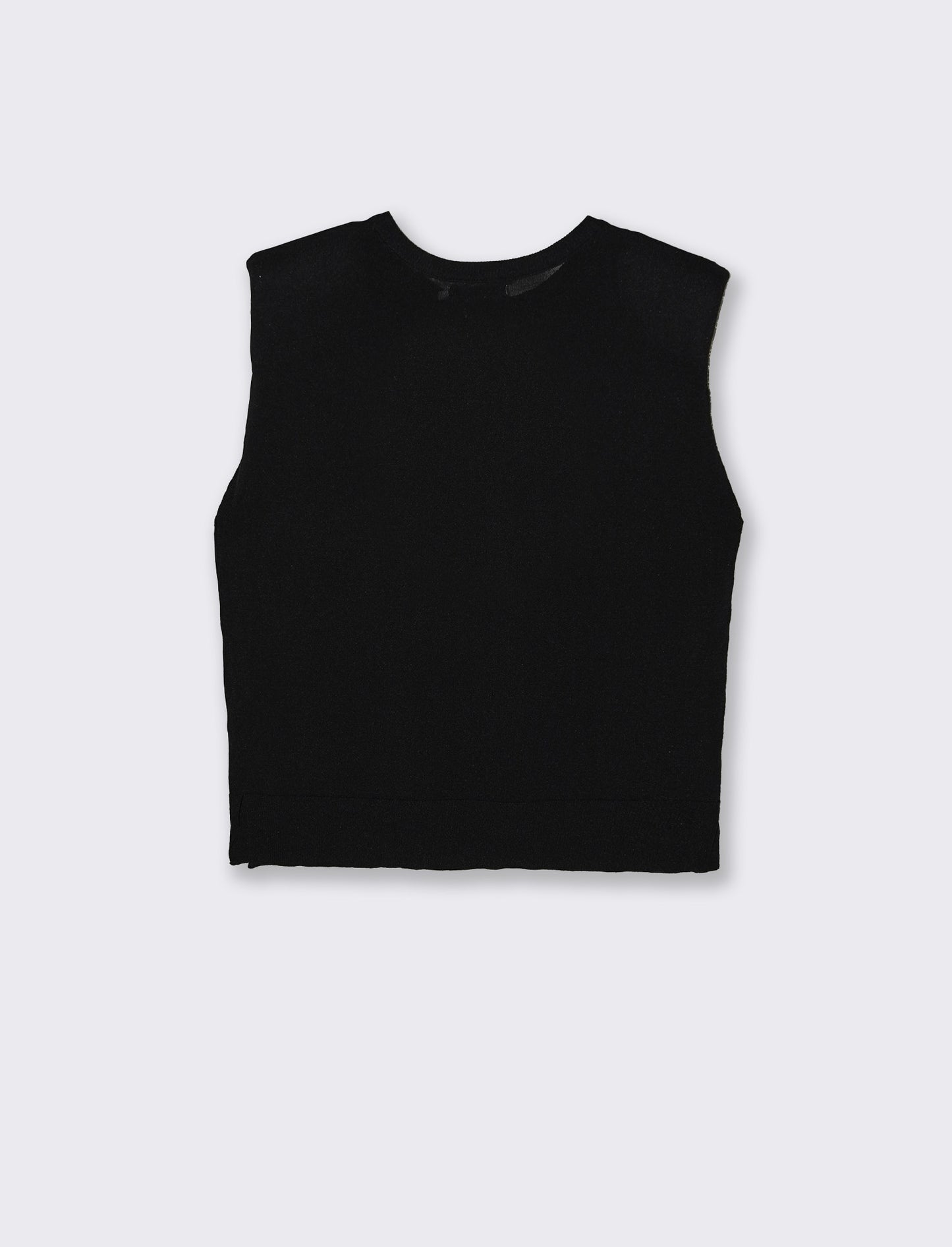 Gilet in Maglia con Spalline Imbottite - Nero