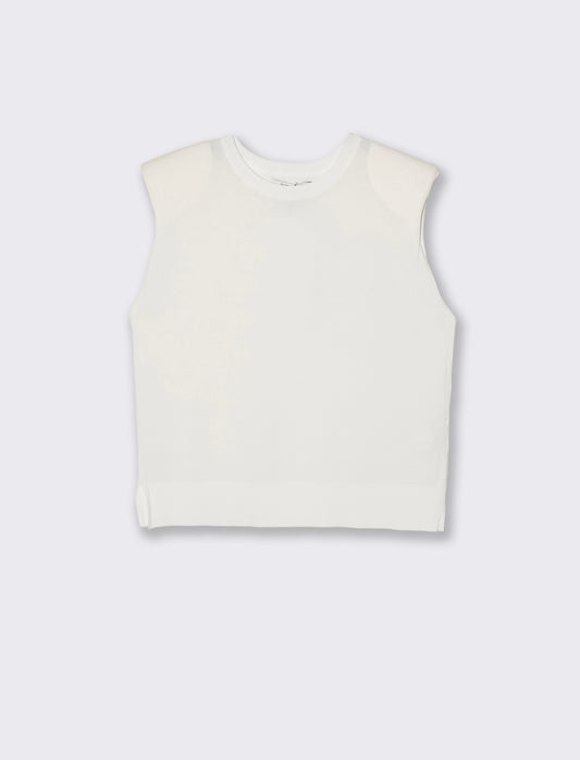 Gilet in Maglia con Spalline Imbottite - Bianco