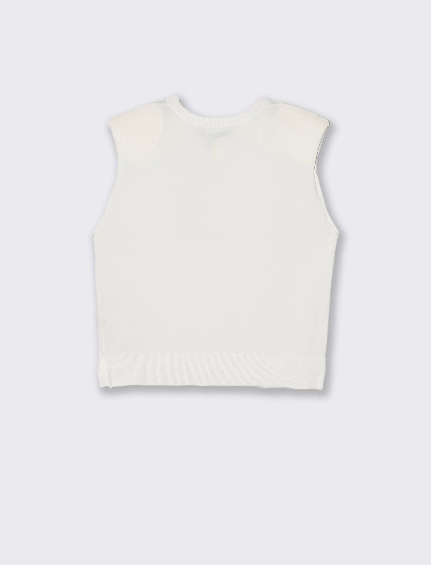 Gilet in Maglia con Spalline Imbottite - Bianco