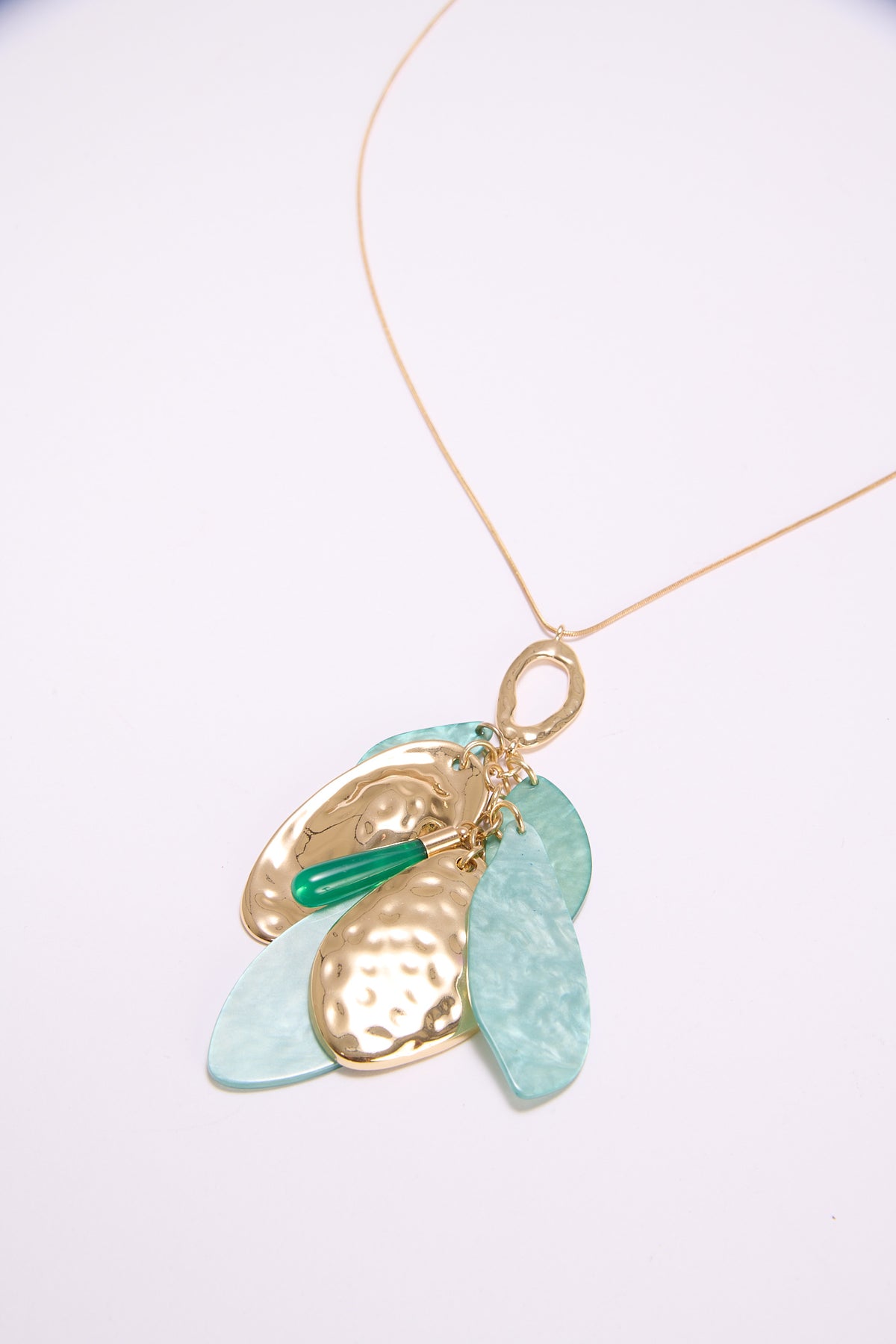 Collana donna lunga petali pendenti - Turchese