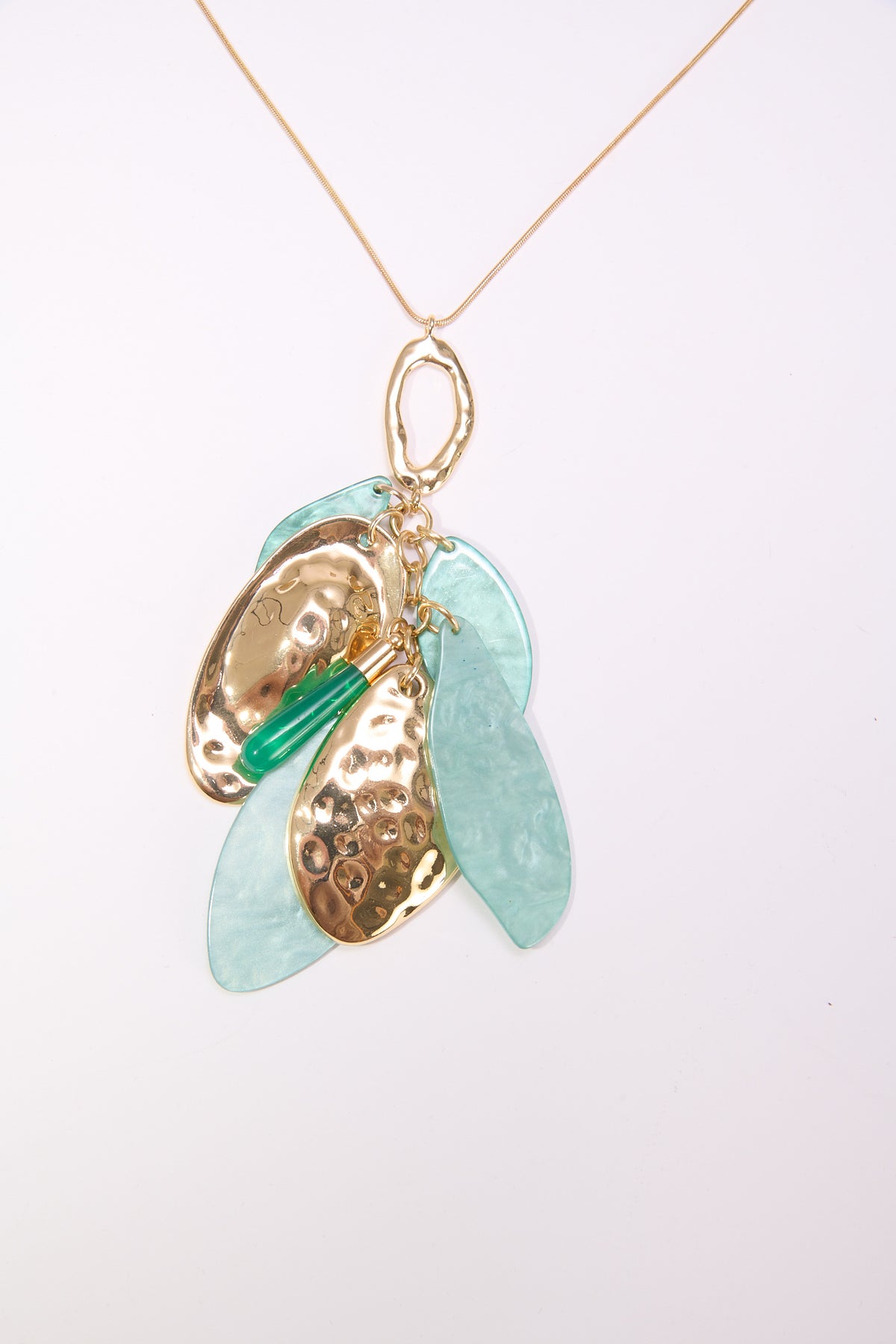 Collana donna lunga petali pendenti - Turchese