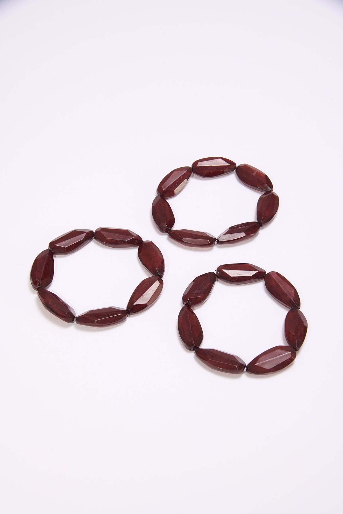 Bracciale donna pietre sfacciate lunghe 3 fili elastici - Marrone