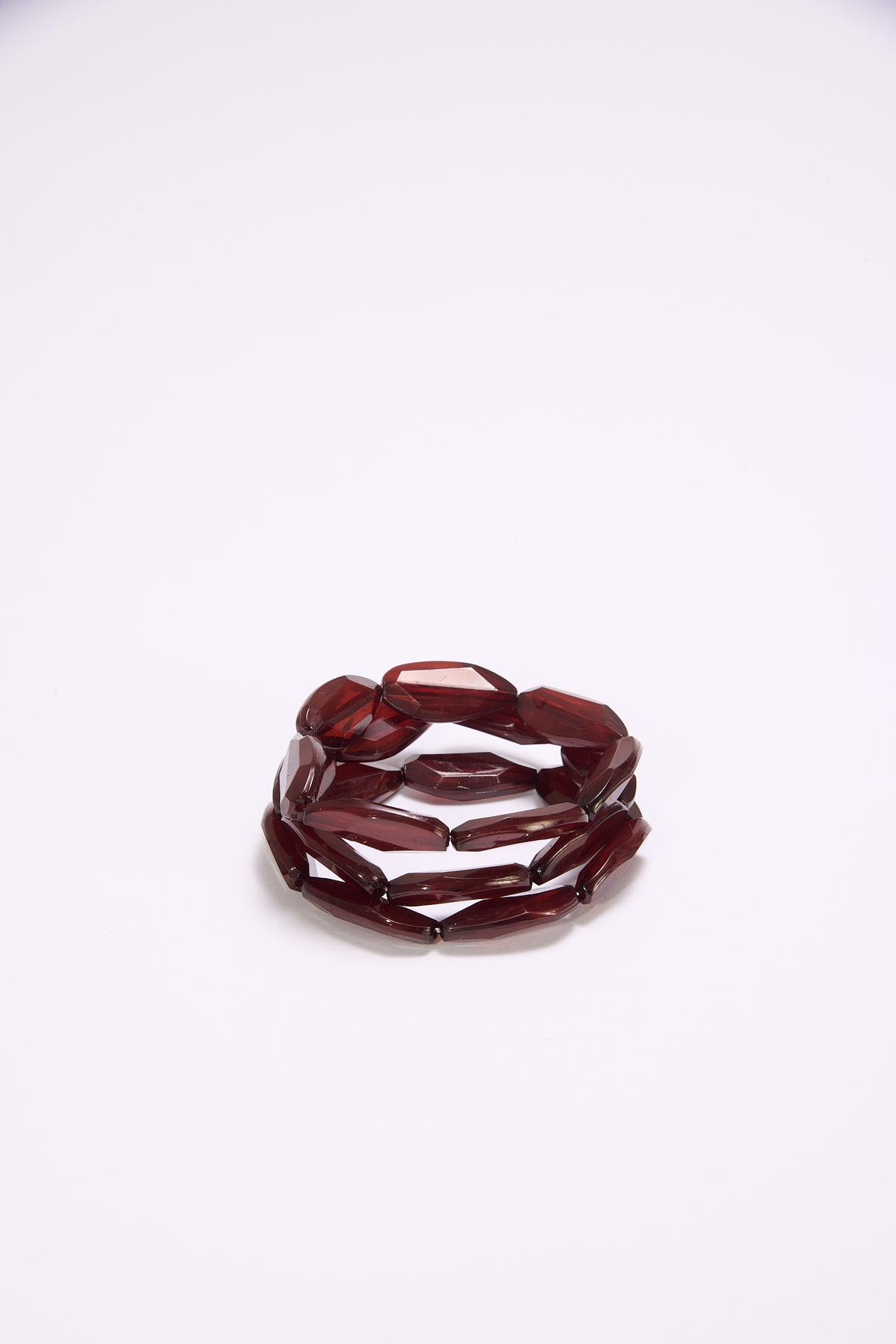 Bracciale donna pietre sfacciate lunghe 3 fili elastici - Marrone