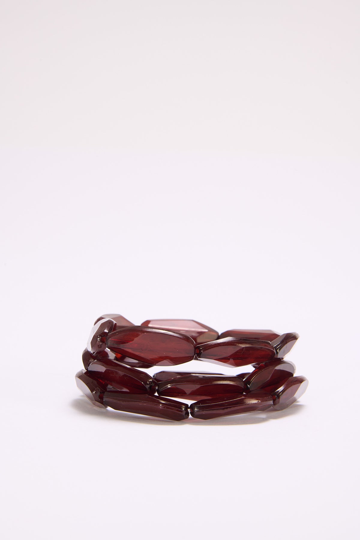 Bracciale donna pietre sfacciate lunghe 3 fili elastici - Marrone