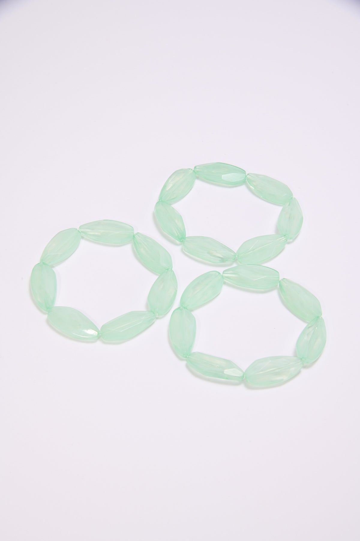 Bracciale donna pietre sfacciate lunghe 3 fili elastici - Verde