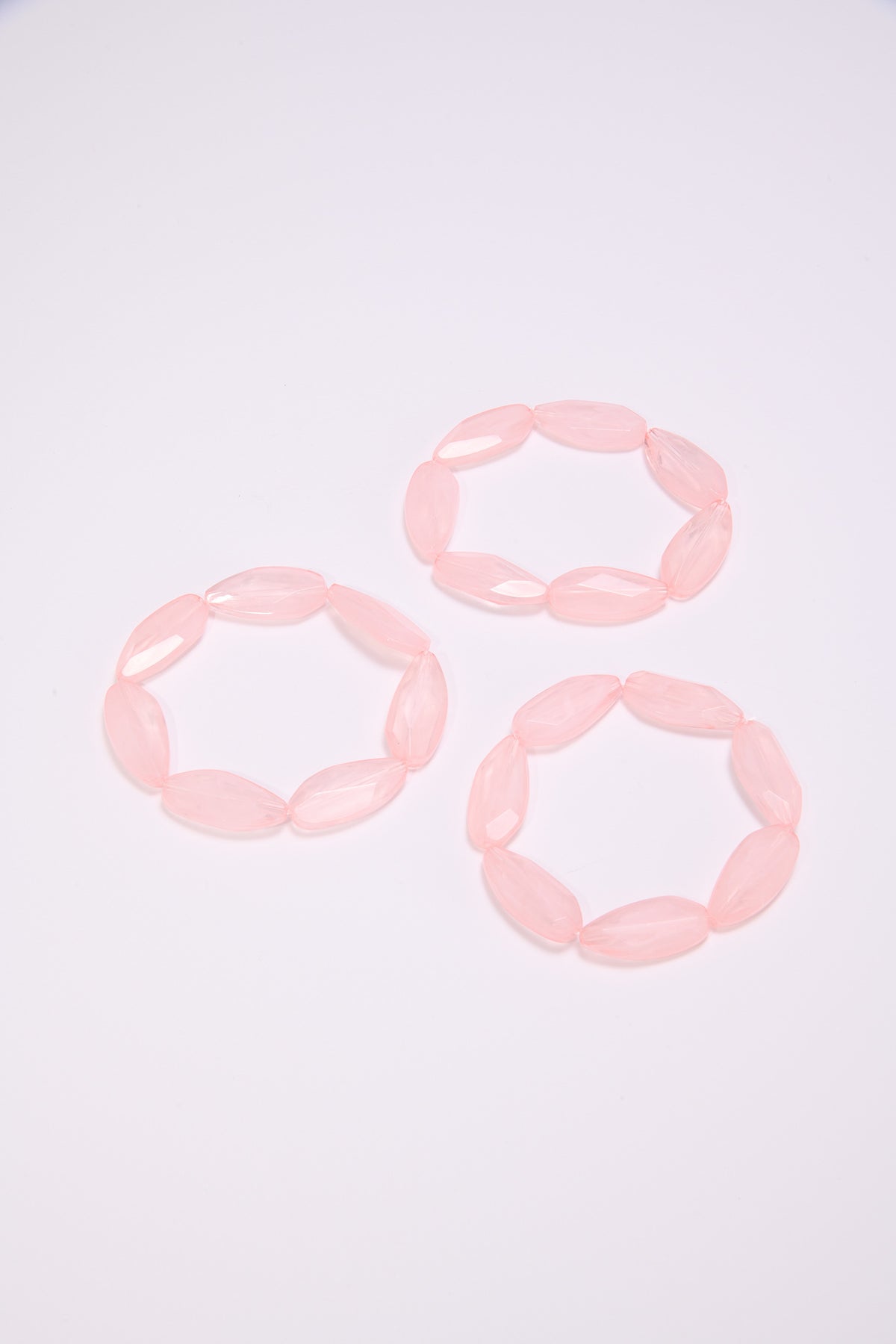 Bracciale donna pietre sfacciate lunghe 3 fili elastici - Rosa