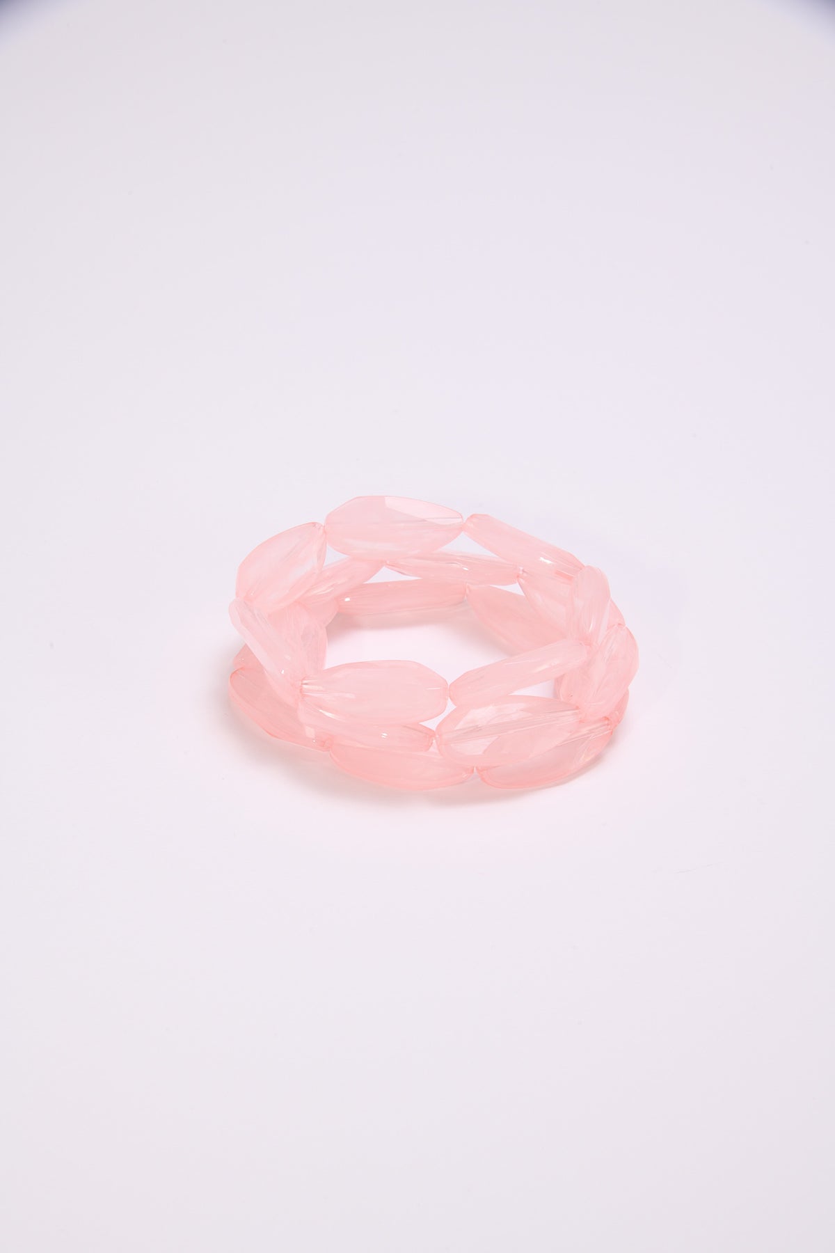 Bracciale donna pietre sfacciate lunghe 3 fili elastici - Rosa