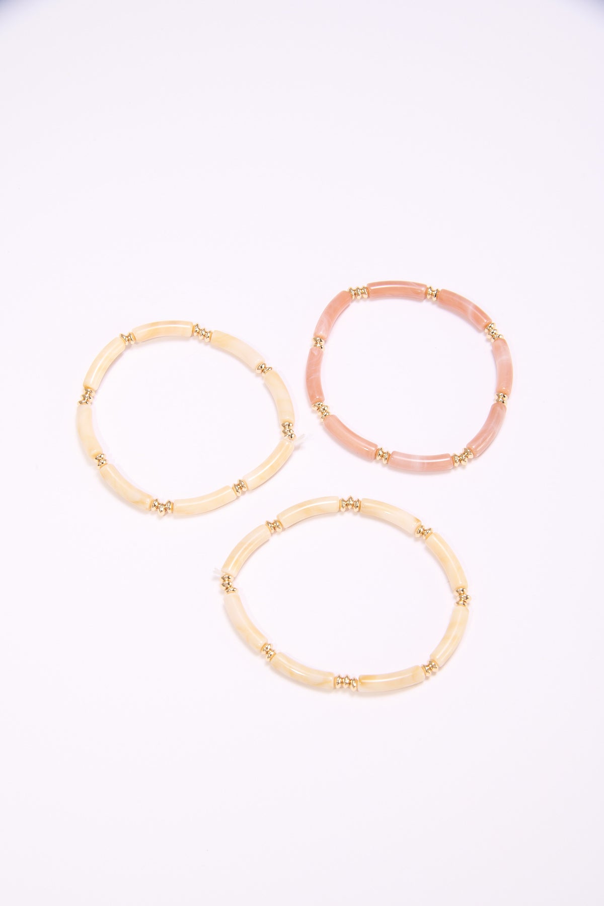 Bracciale donna 3 pezzi elastici pietra - Rosa