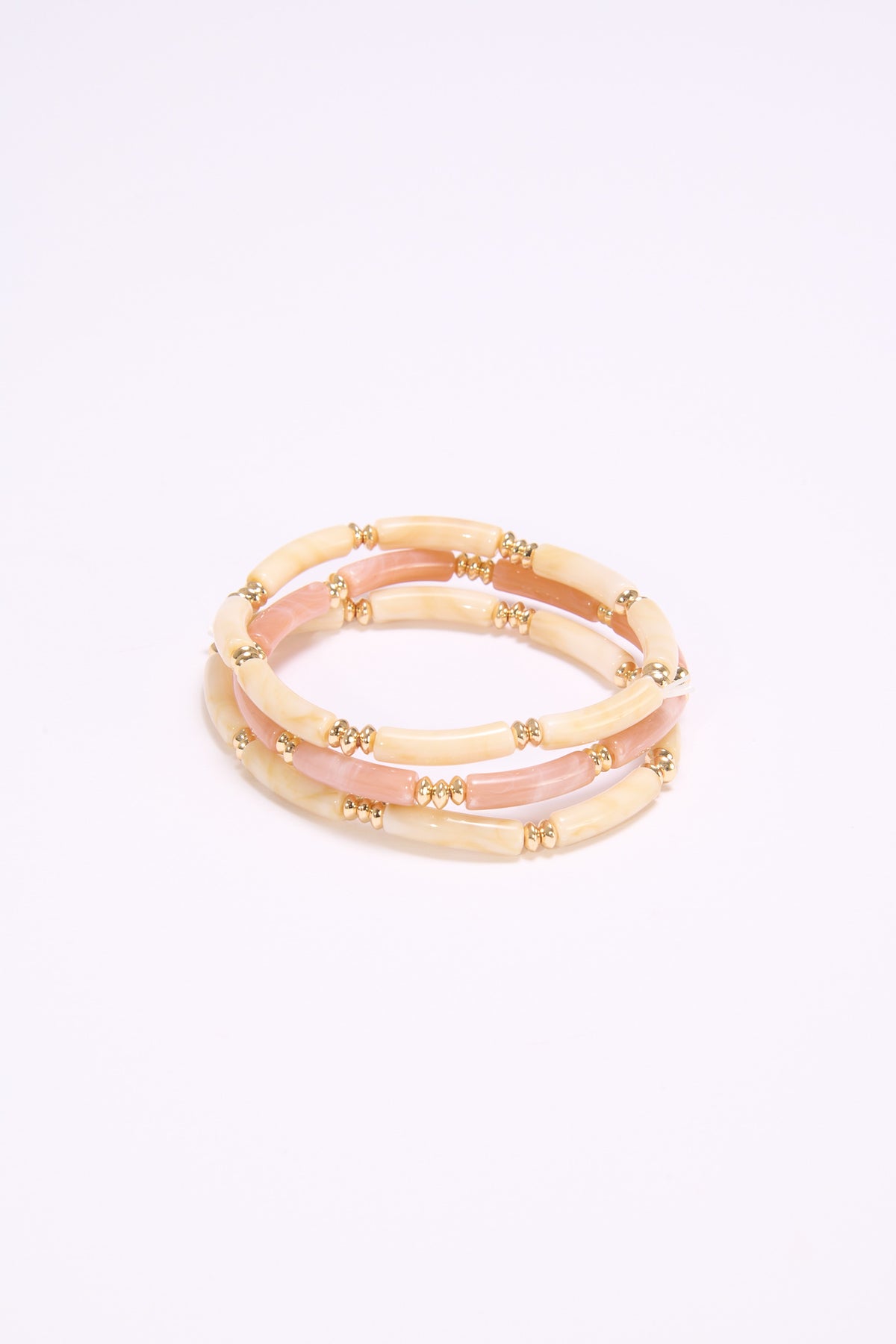 Bracciale donna 3 pezzi elastici pietra - Rosa