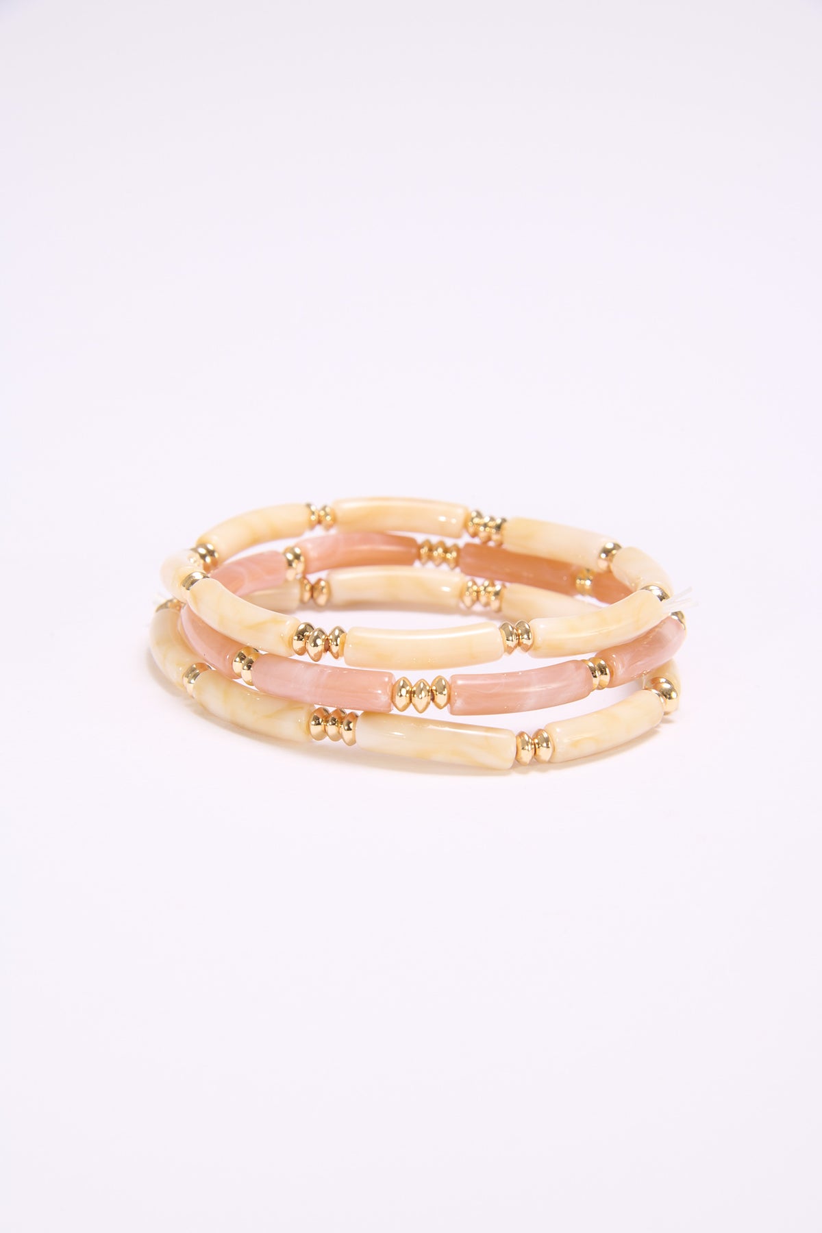Bracciale donna 3 pezzi elastici pietra - Rosa