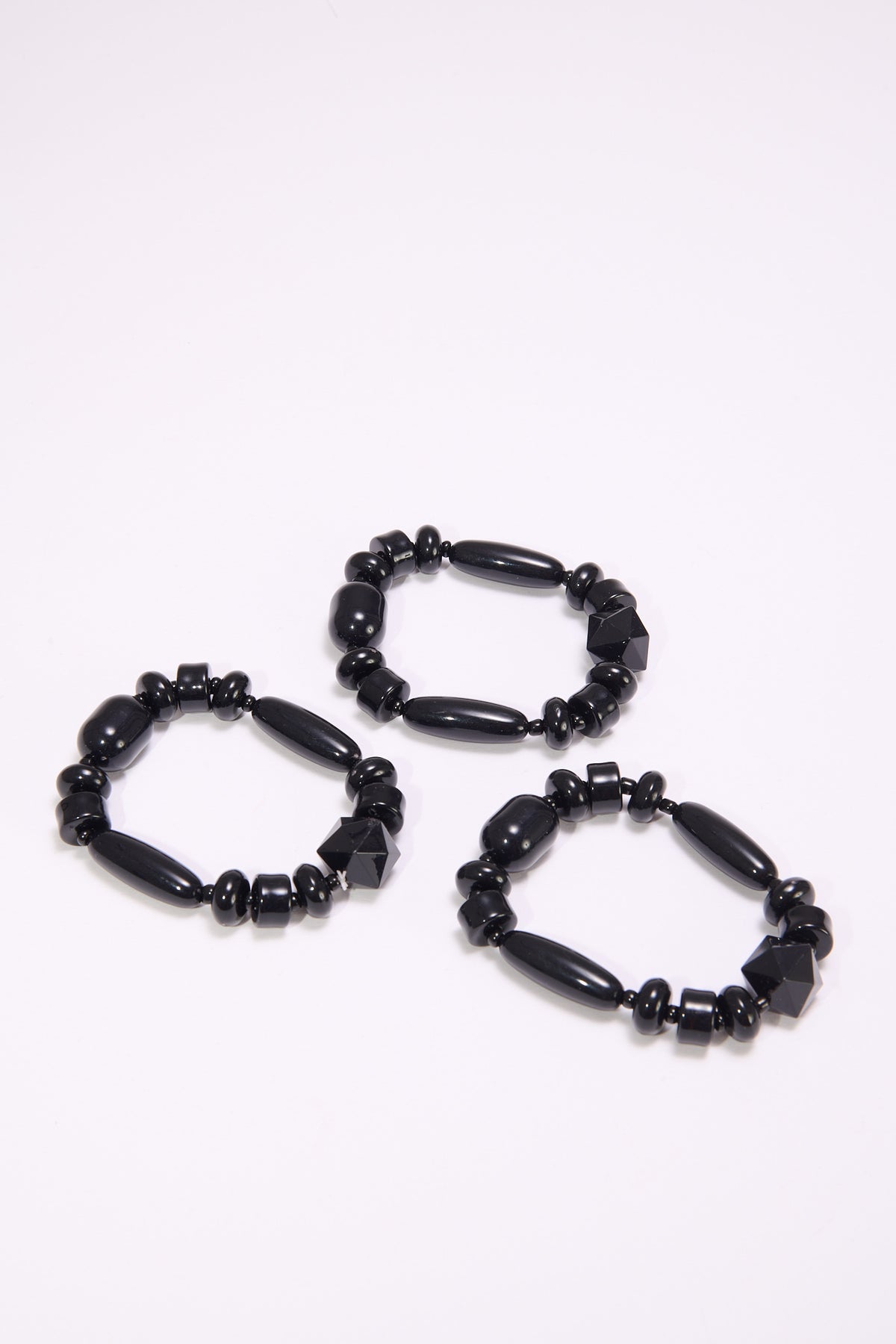 Bracciale donna elastico pietre 3 fili - Nero