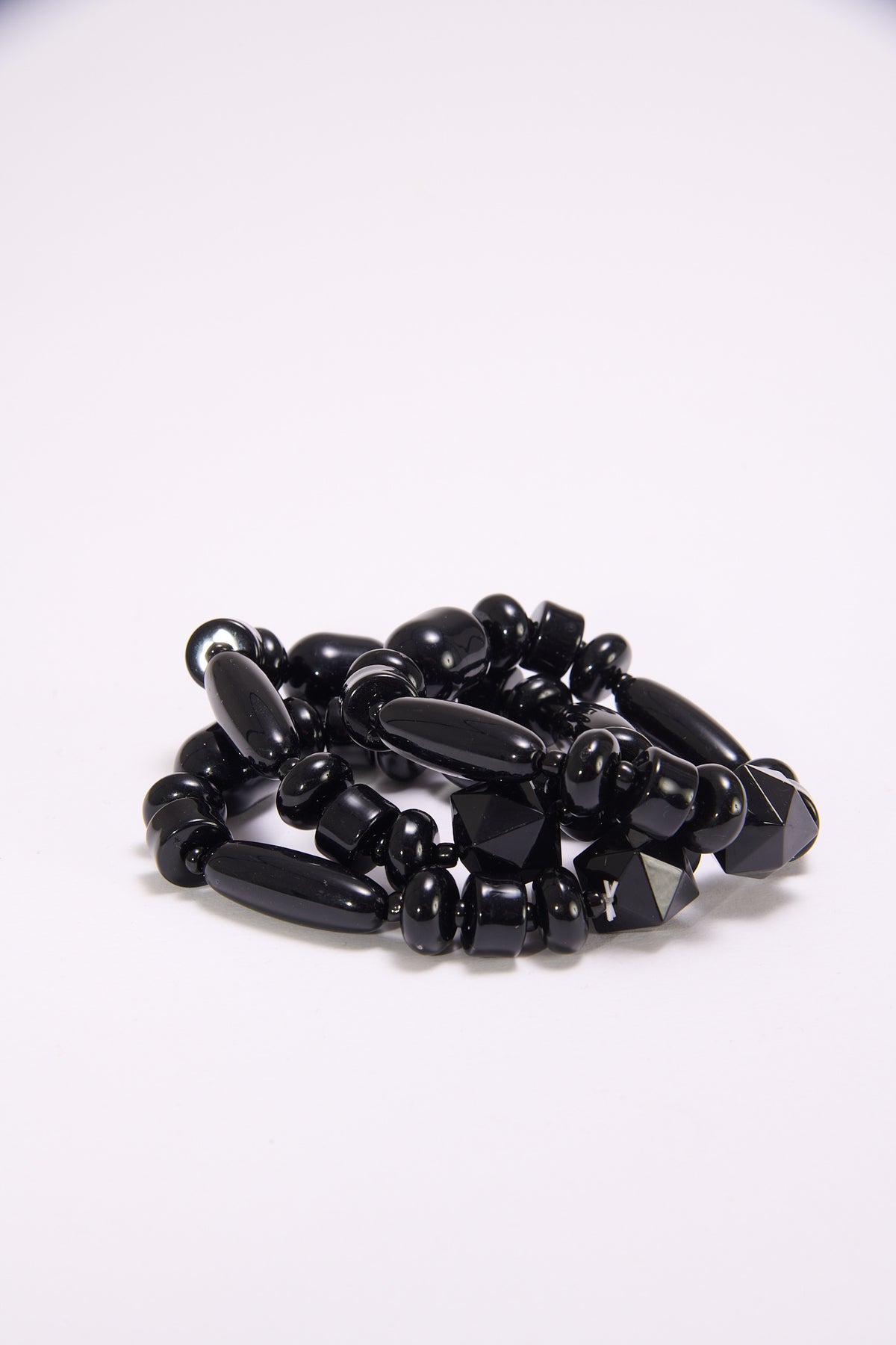 Bracciale donna elastico pietre 3 fili - Nero