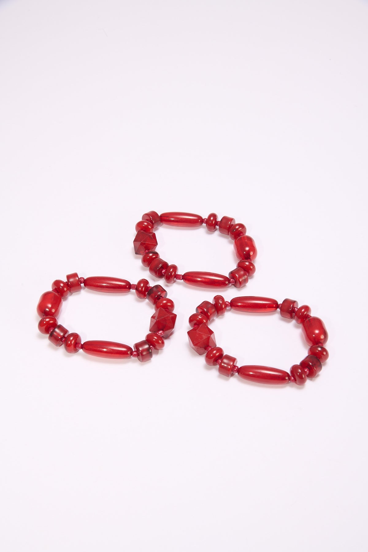 Bracciale donna elastico pietre 3 fili - Rosso