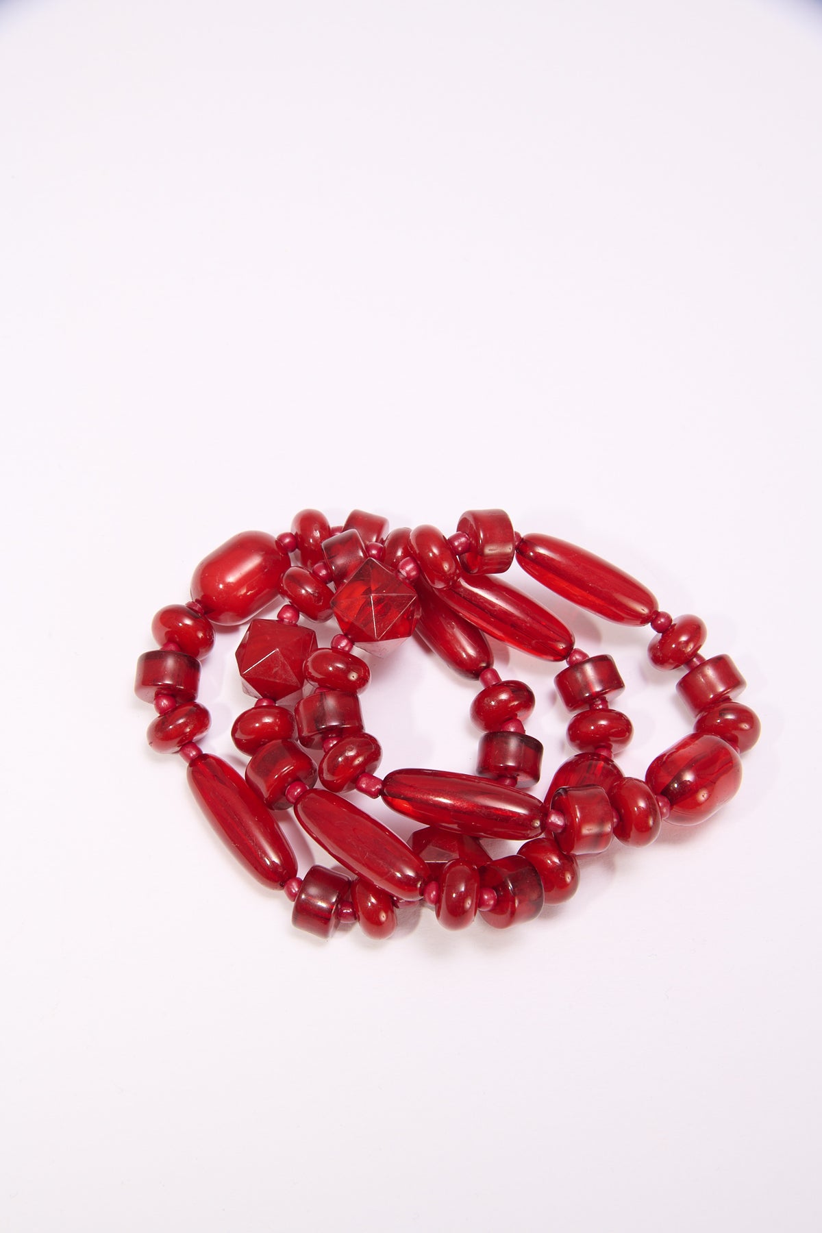Bracciale donna elastico pietre 3 fili - Rosso