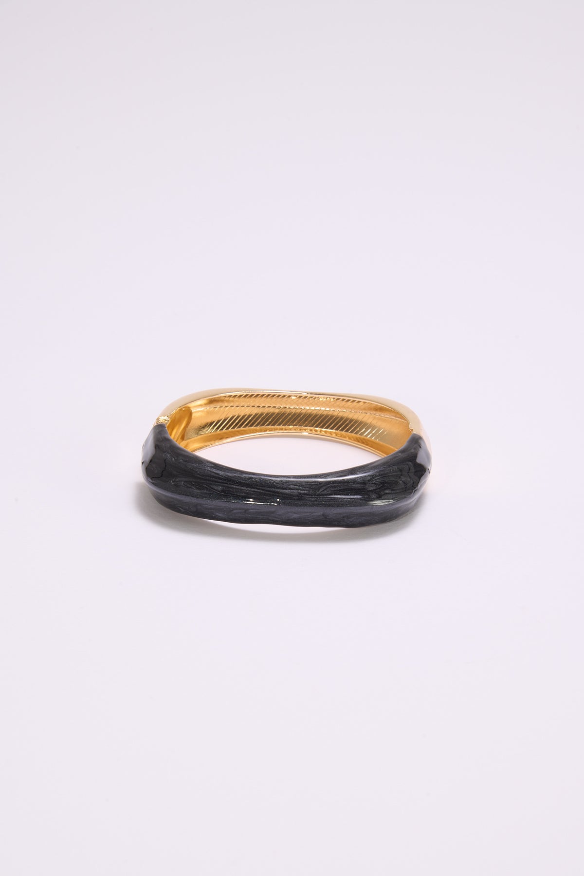 Bracciale donna rigido quadrato con smalto - Nero