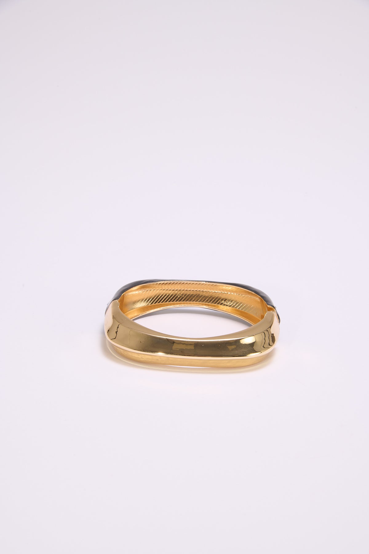 Bracciale donna rigido quadrato con smalto - Nero