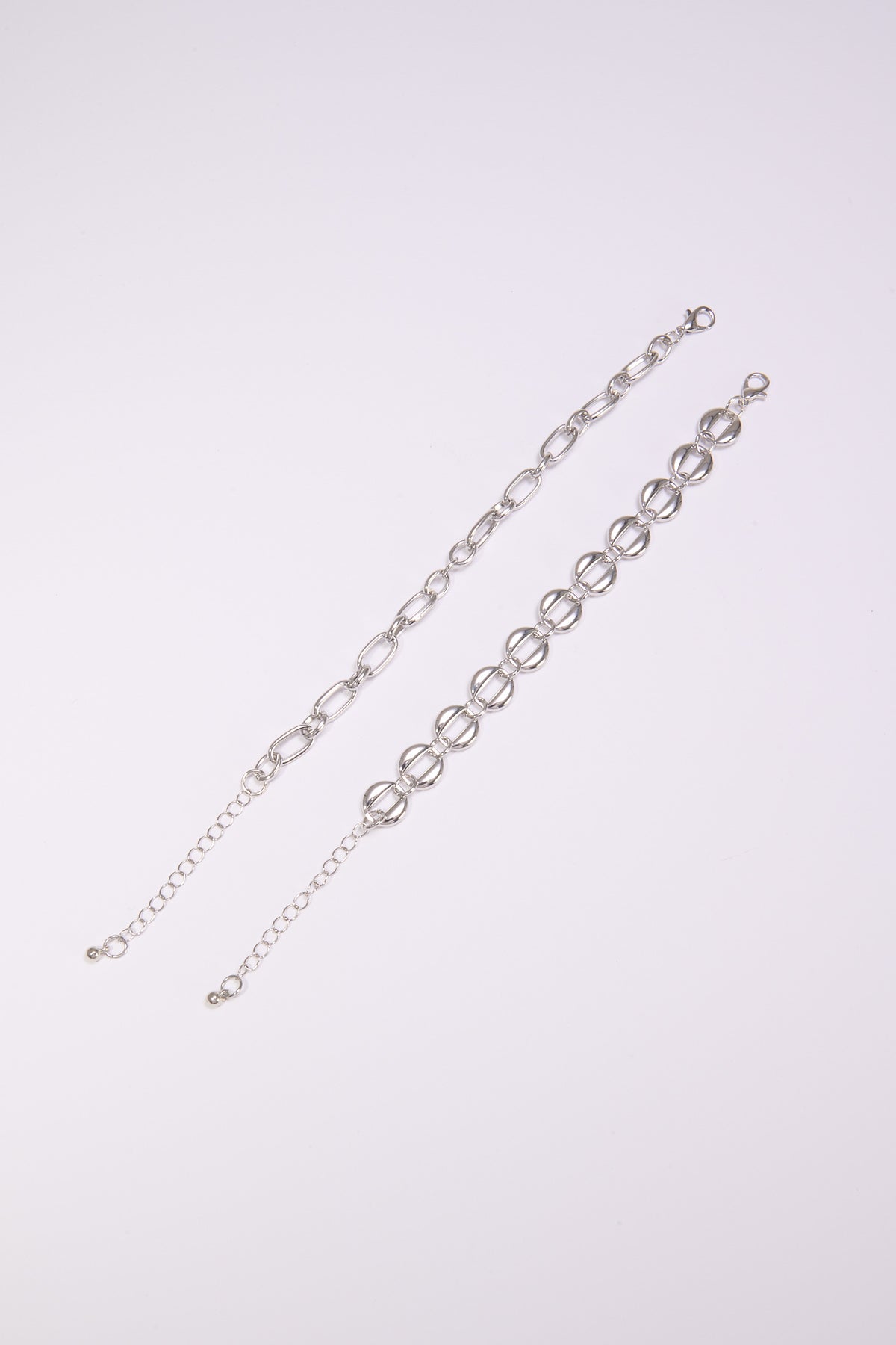 Bracciale donna card 2 pezzi catene diverse - Argento