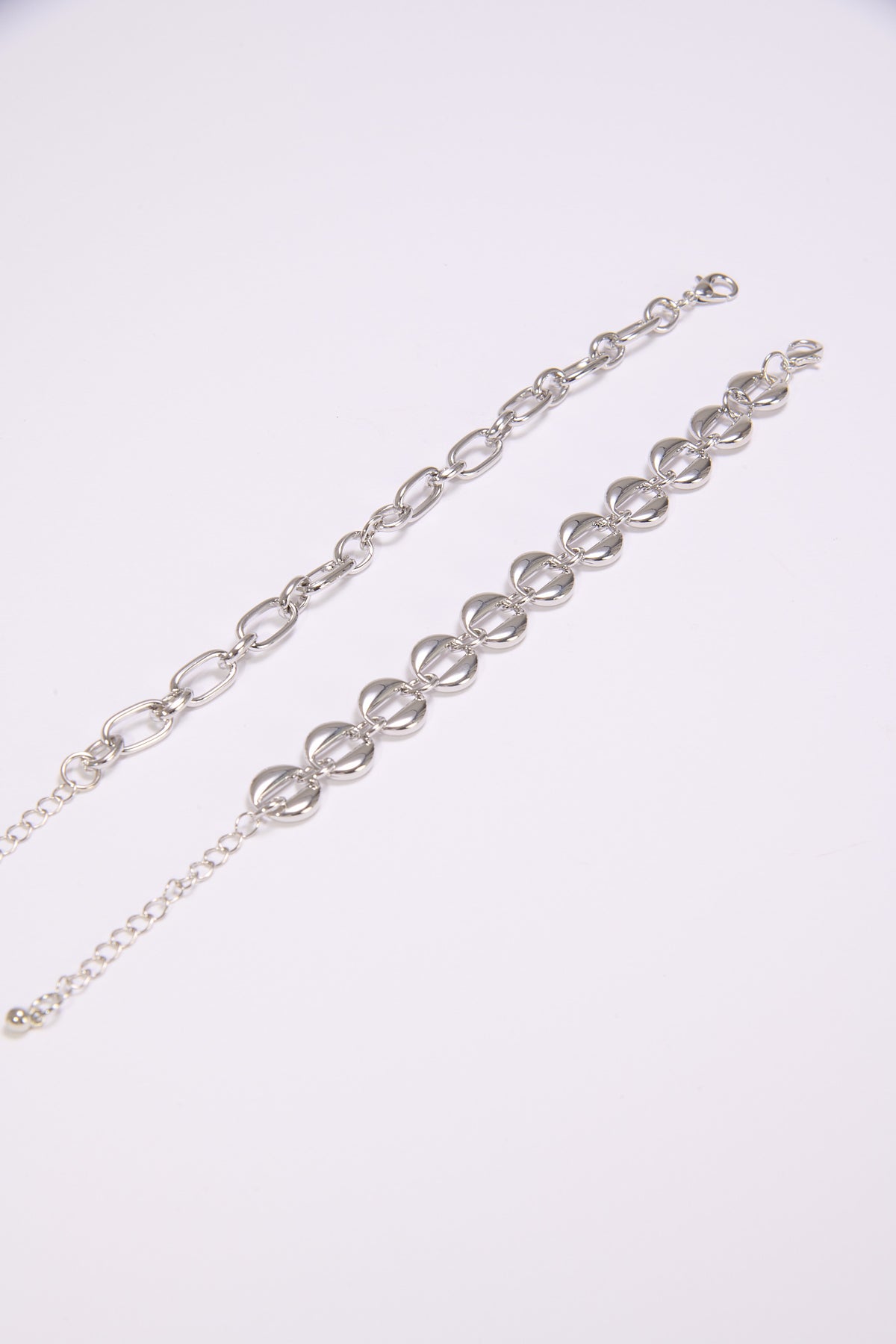 Bracciale donna card 2 pezzi catene diverse - Argento