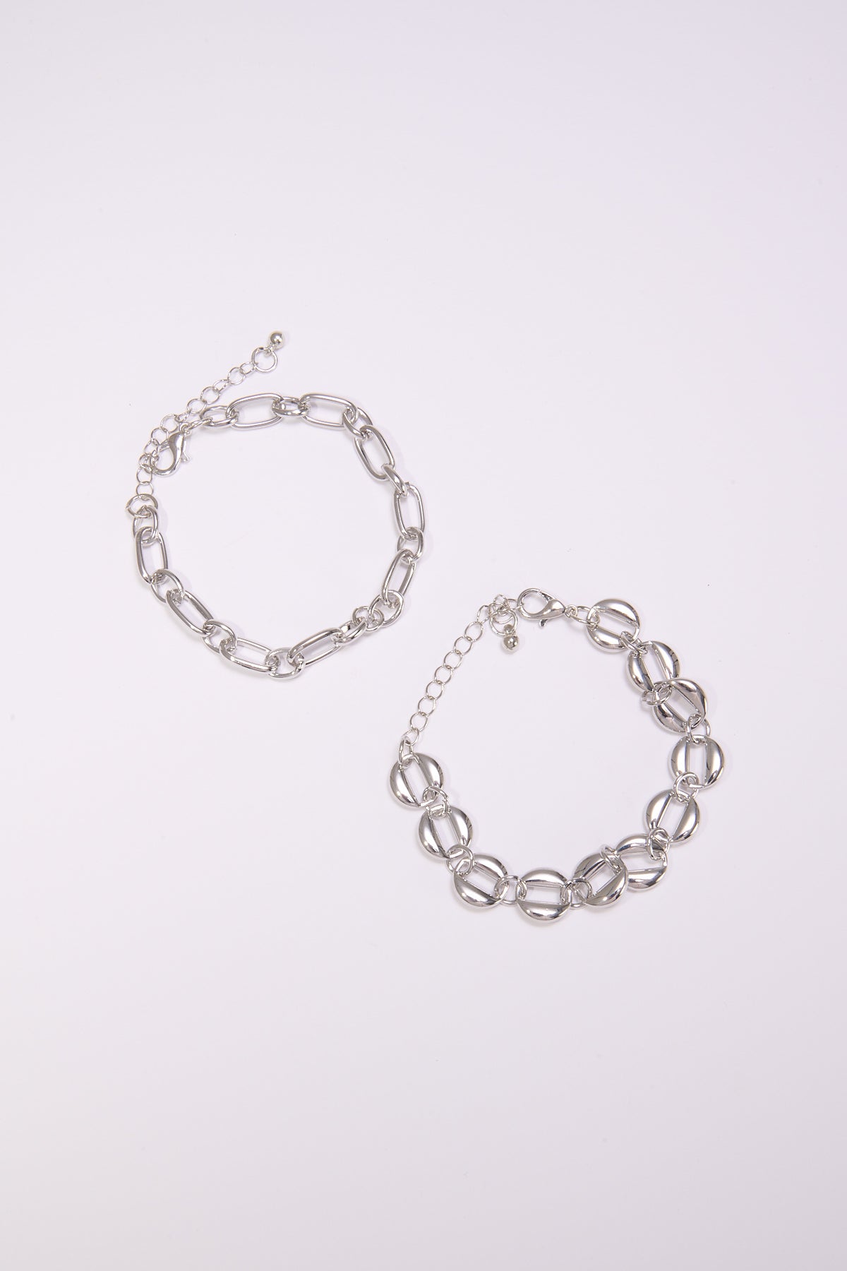 Bracciale donna card 2 pezzi catene diverse - Argento