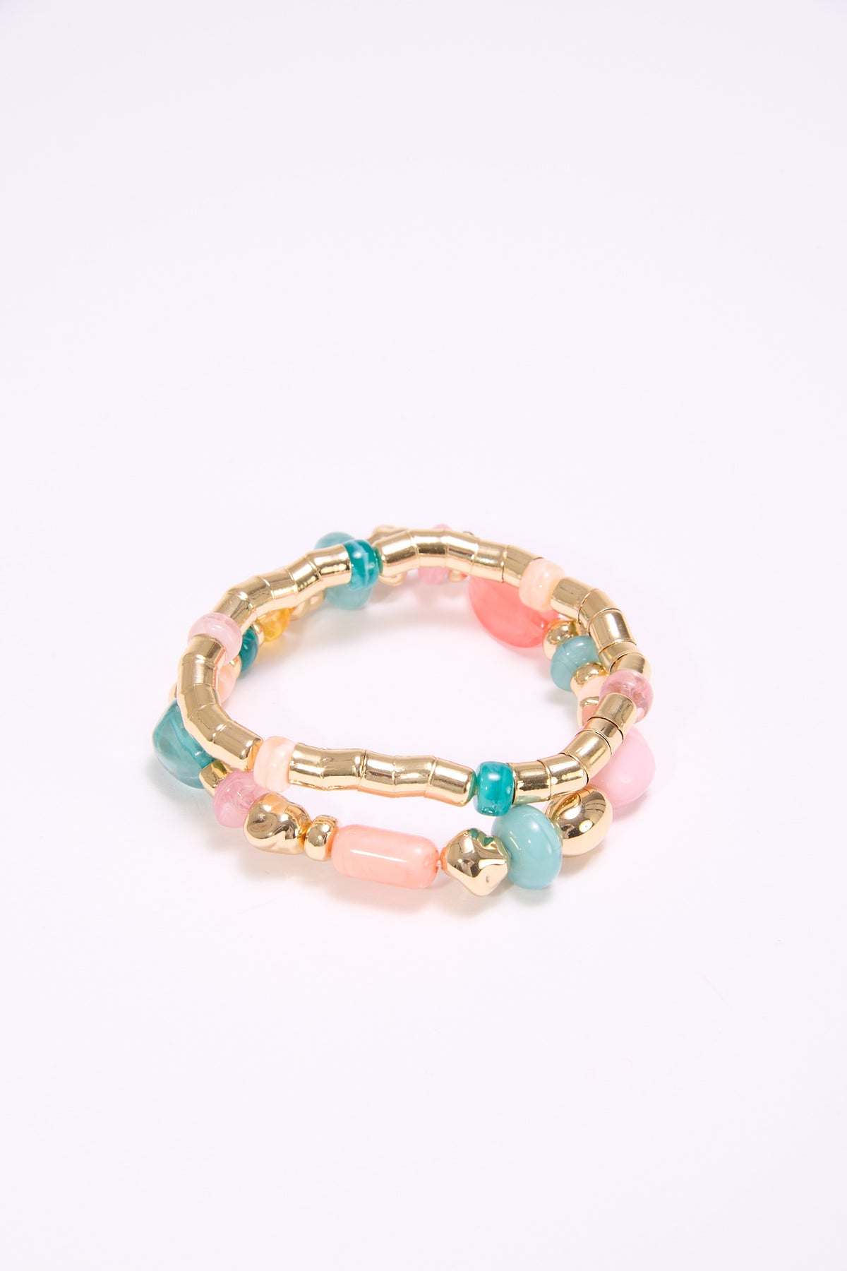 Bracciale donna card 2 pezzi elastici con pietre - Oro