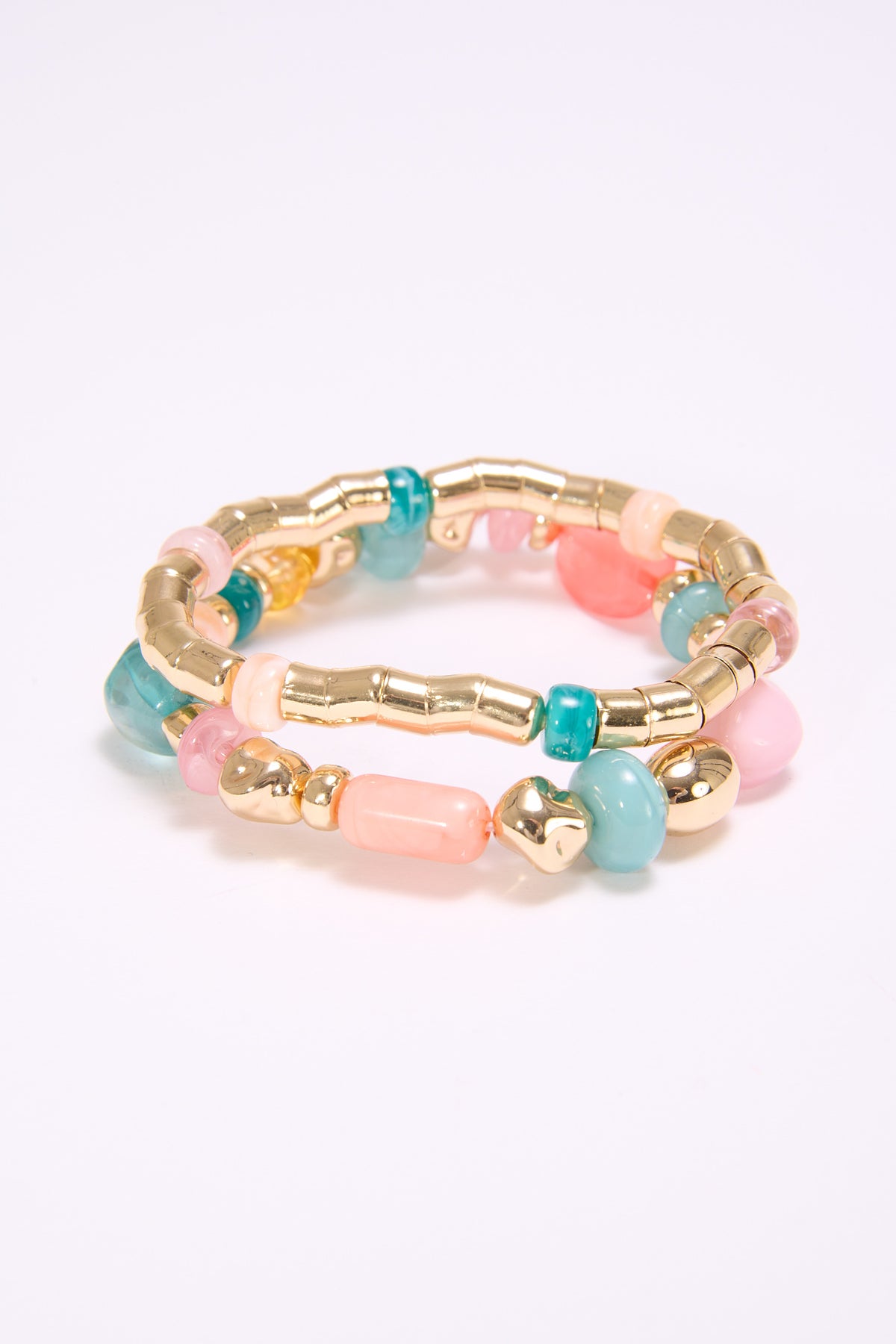 Bracciale donna card 2 pezzi elastici con pietre - Oro