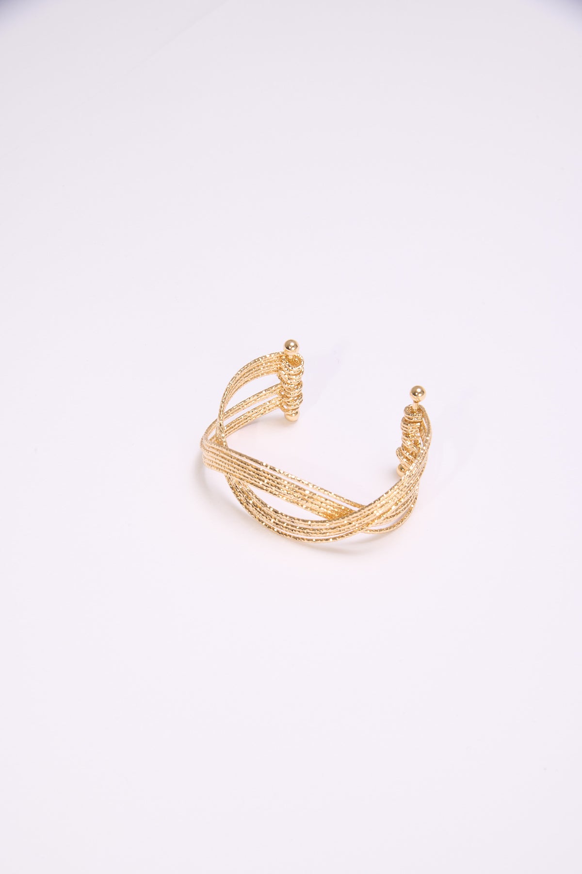 Bracciale donna multifili intrecciato semirigido - Oro