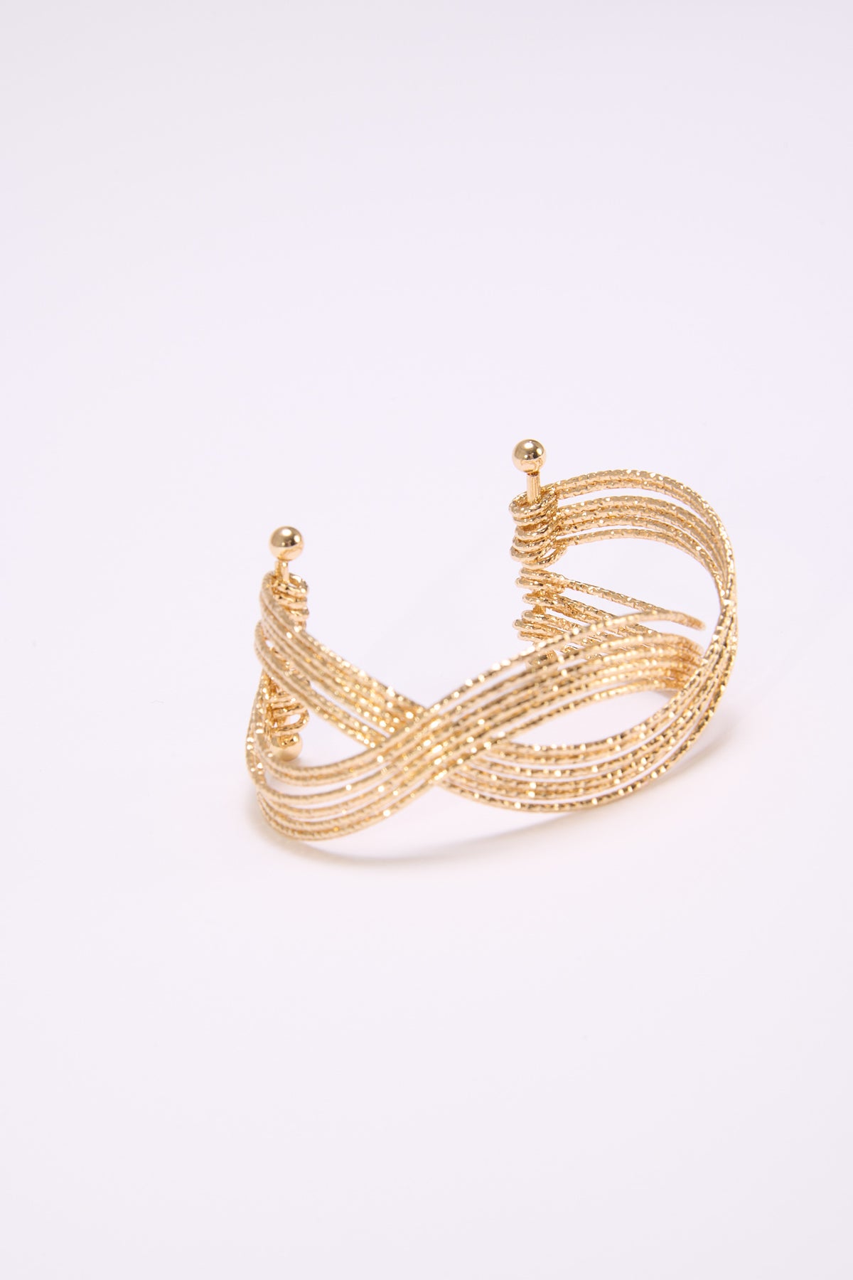 Bracciale donna multifili intrecciato semirigido - Oro
