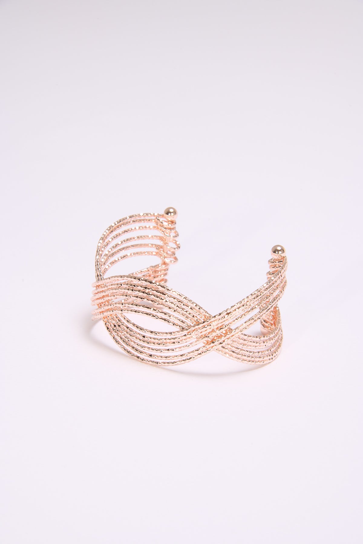 Bracciale donna multifili intrecciato semirigido - Rosa