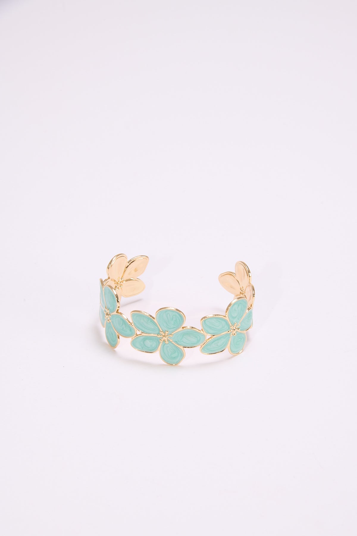 Bracciale donna fiori smaltati rigido - Turchese