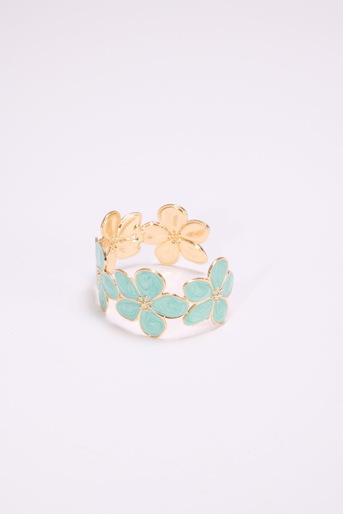 Bracciale donna fiori smaltati rigido - Turchese
