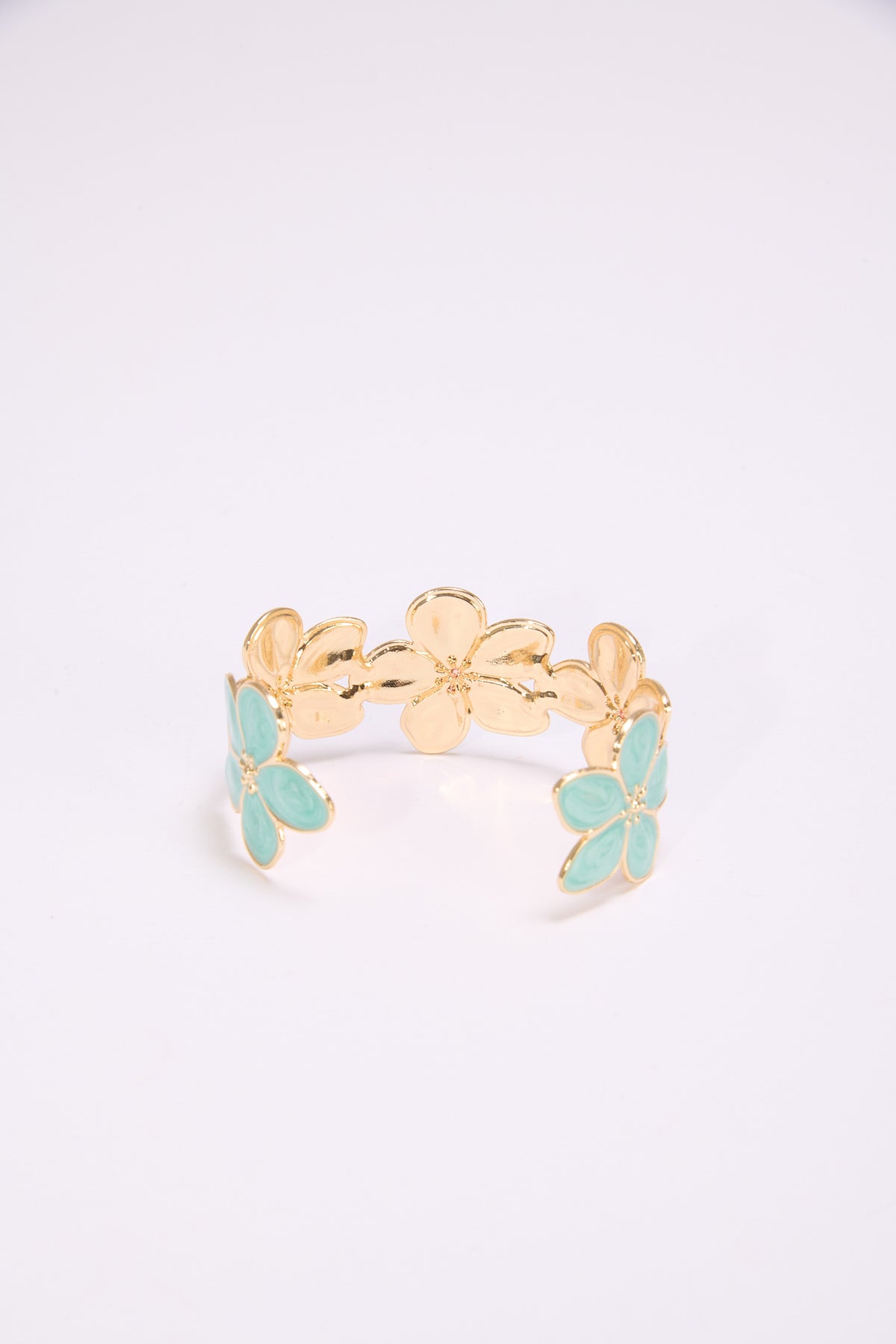 Bracciale donna fiori smaltati rigido - Turchese