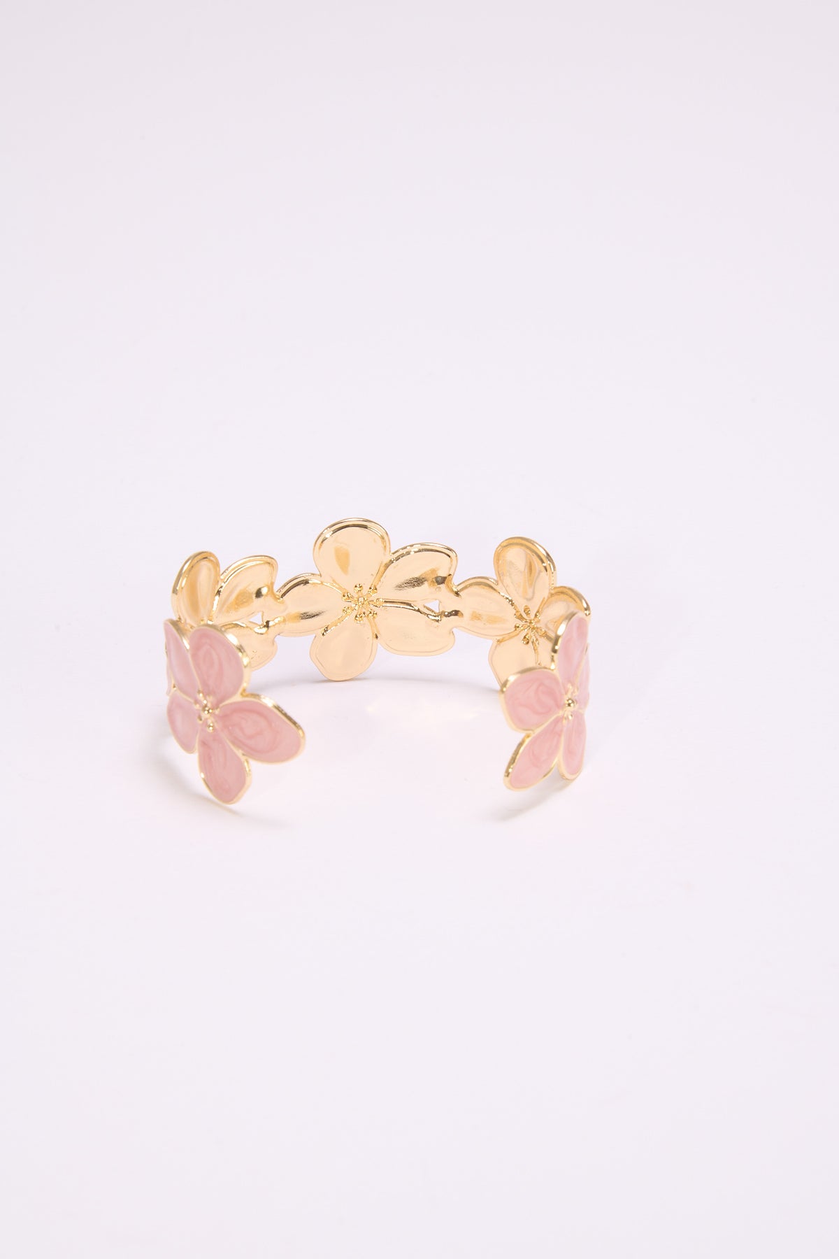Bracciale donna fiori smaltati rigido - Rosa