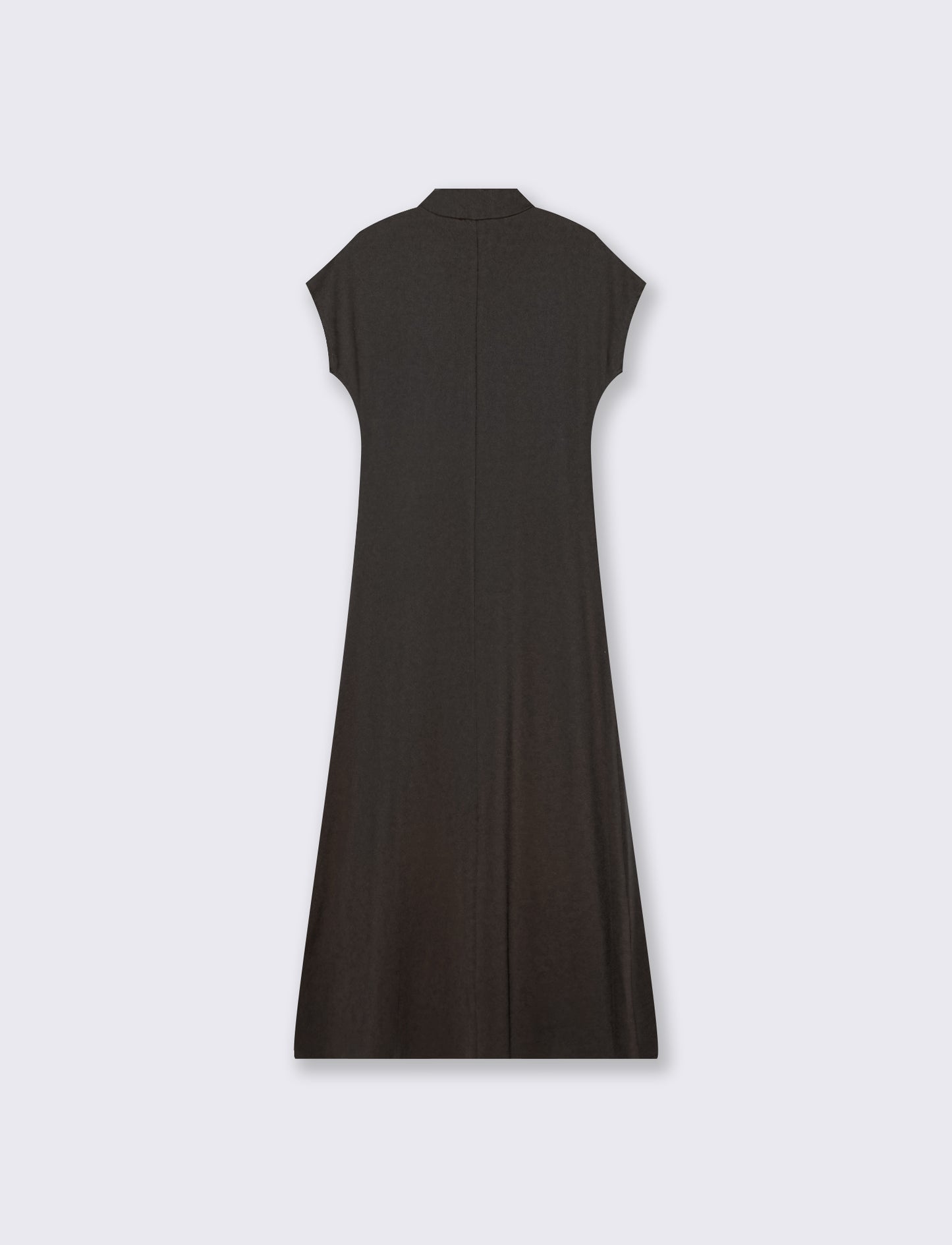 Vestito lungo in cotone manica corta - Nero