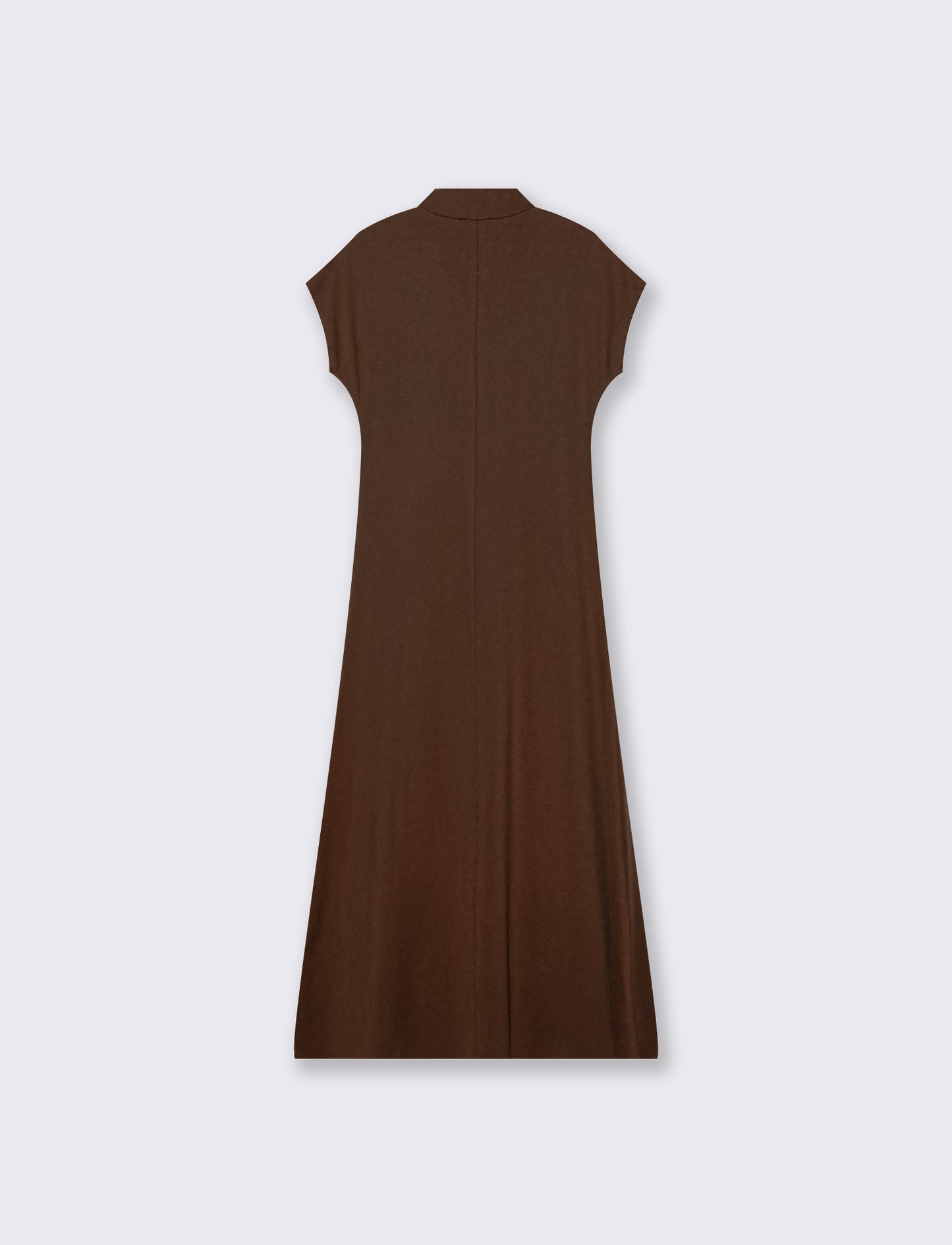 Vestito lungo in cotone manica corta - Marrone cioccolato