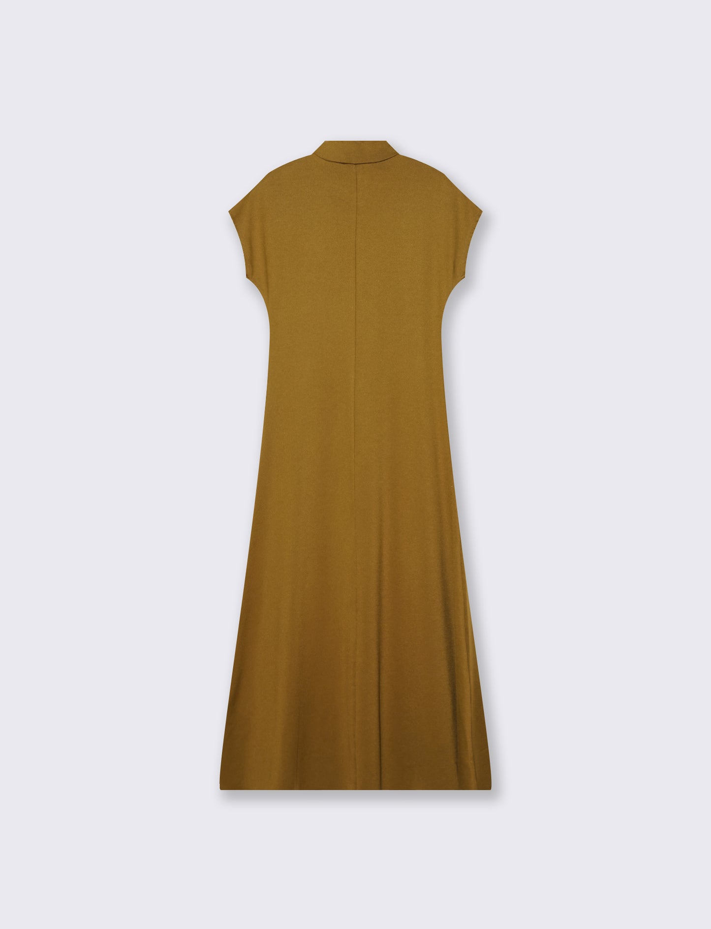 Vestito lungo in cotone manica corta - Verde oliva