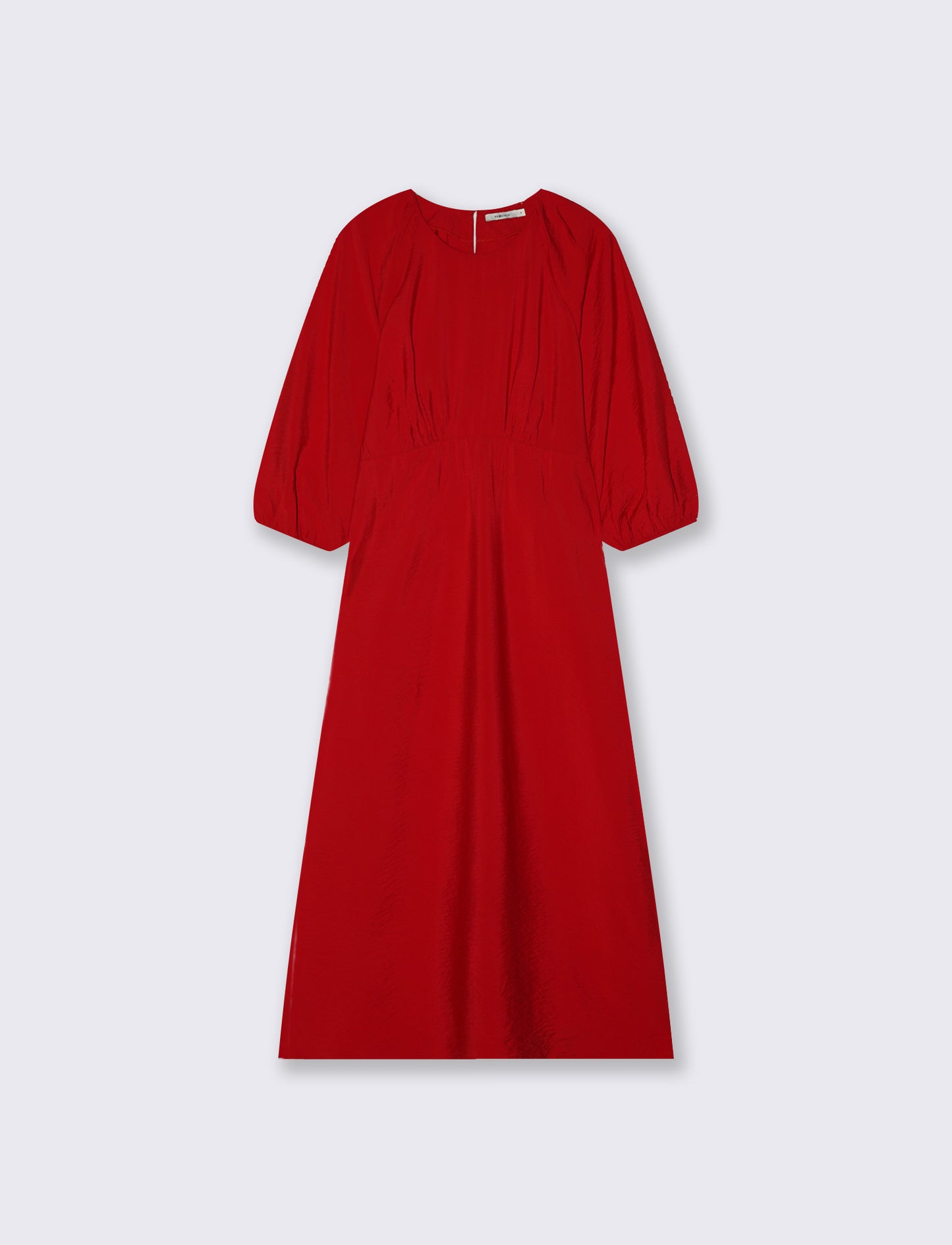 Vestito lungo con maniche e laccetto vita - Rosso