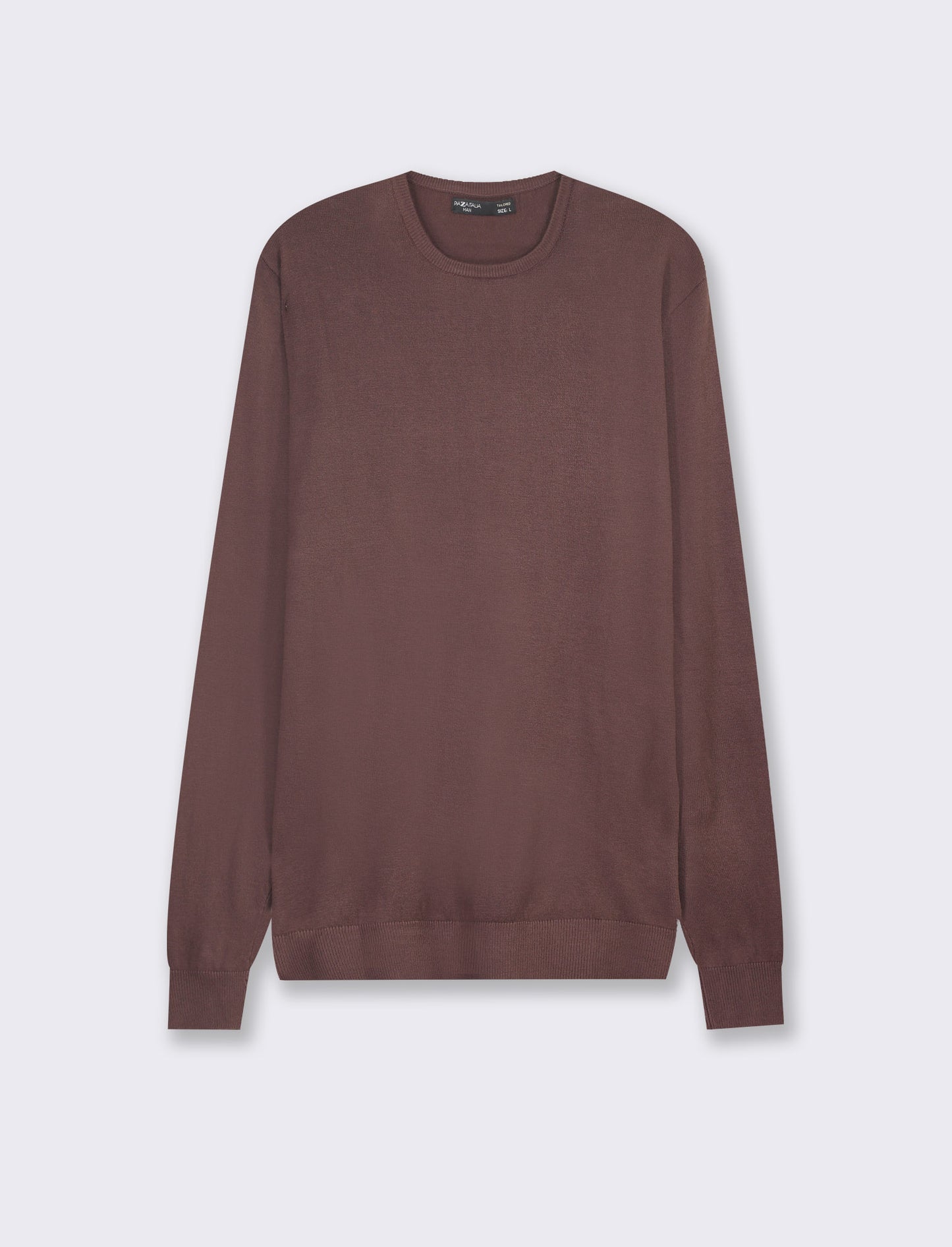 Maglia girocollo slim fit con costina al collo - Bordeaux