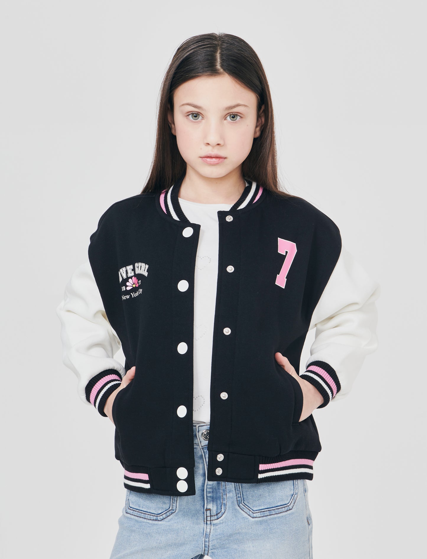 Felpa college per bambina alla moda - Nero