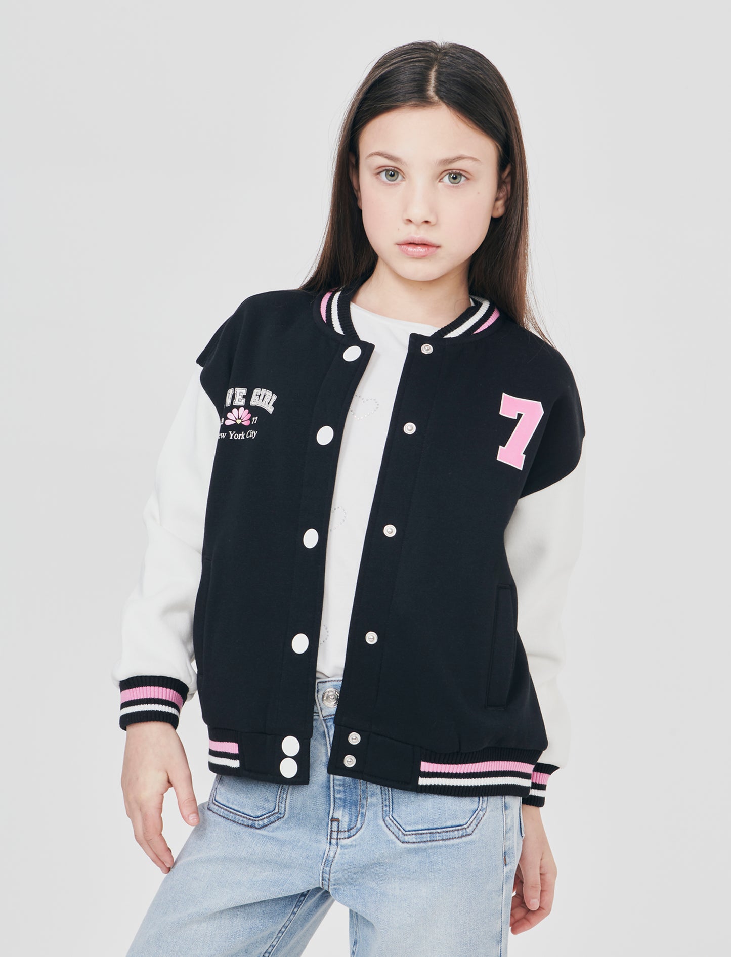 Felpa college per bambina alla moda - Nero