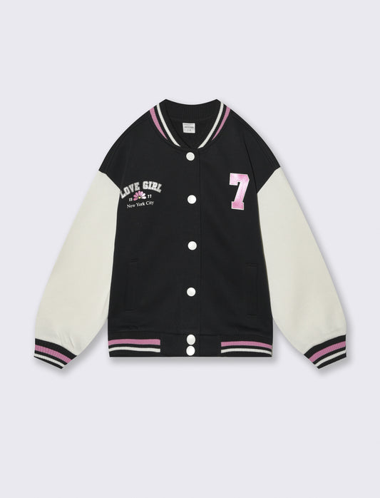 Felpa college per bambina alla moda - Nero