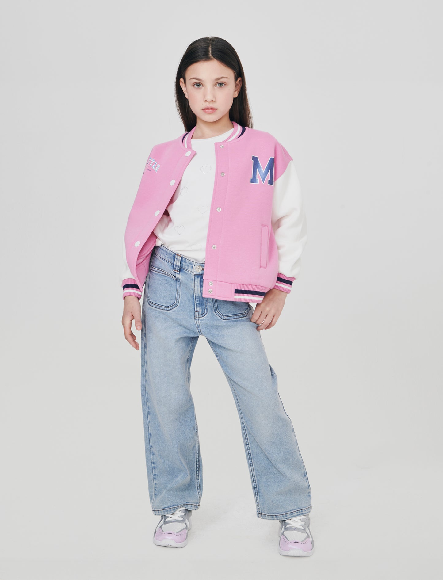 Felpa college per bambina alla moda - Rosa candy