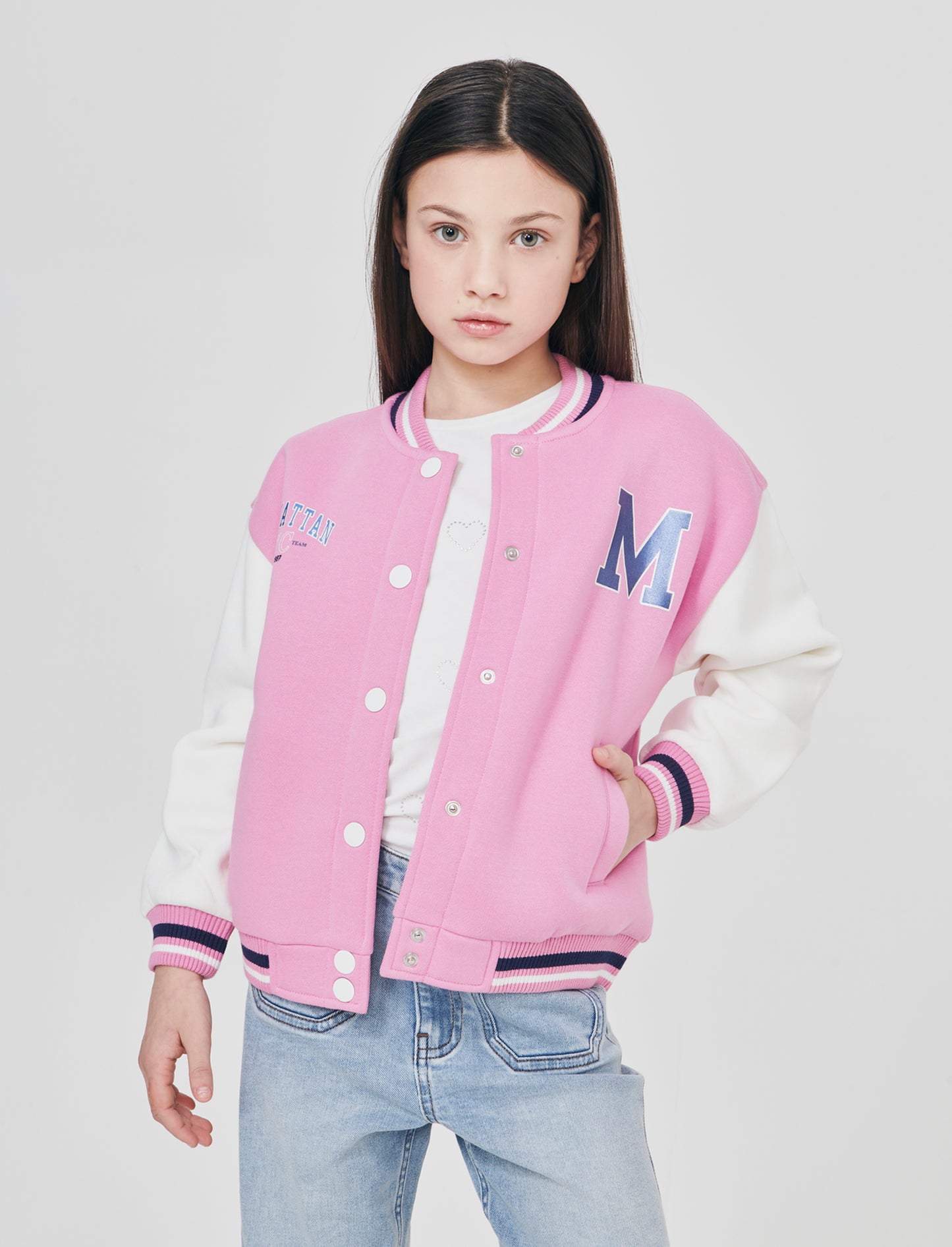 Felpa college per bambina alla moda - Rosa candy