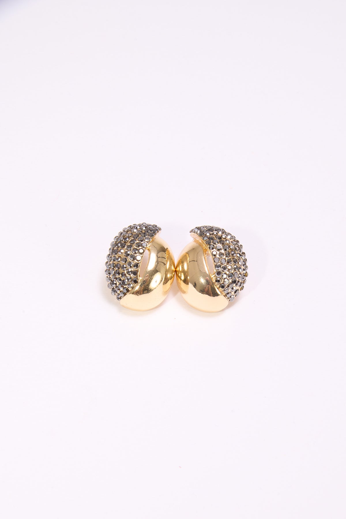 Orecchini donna ovale con strass - Oro