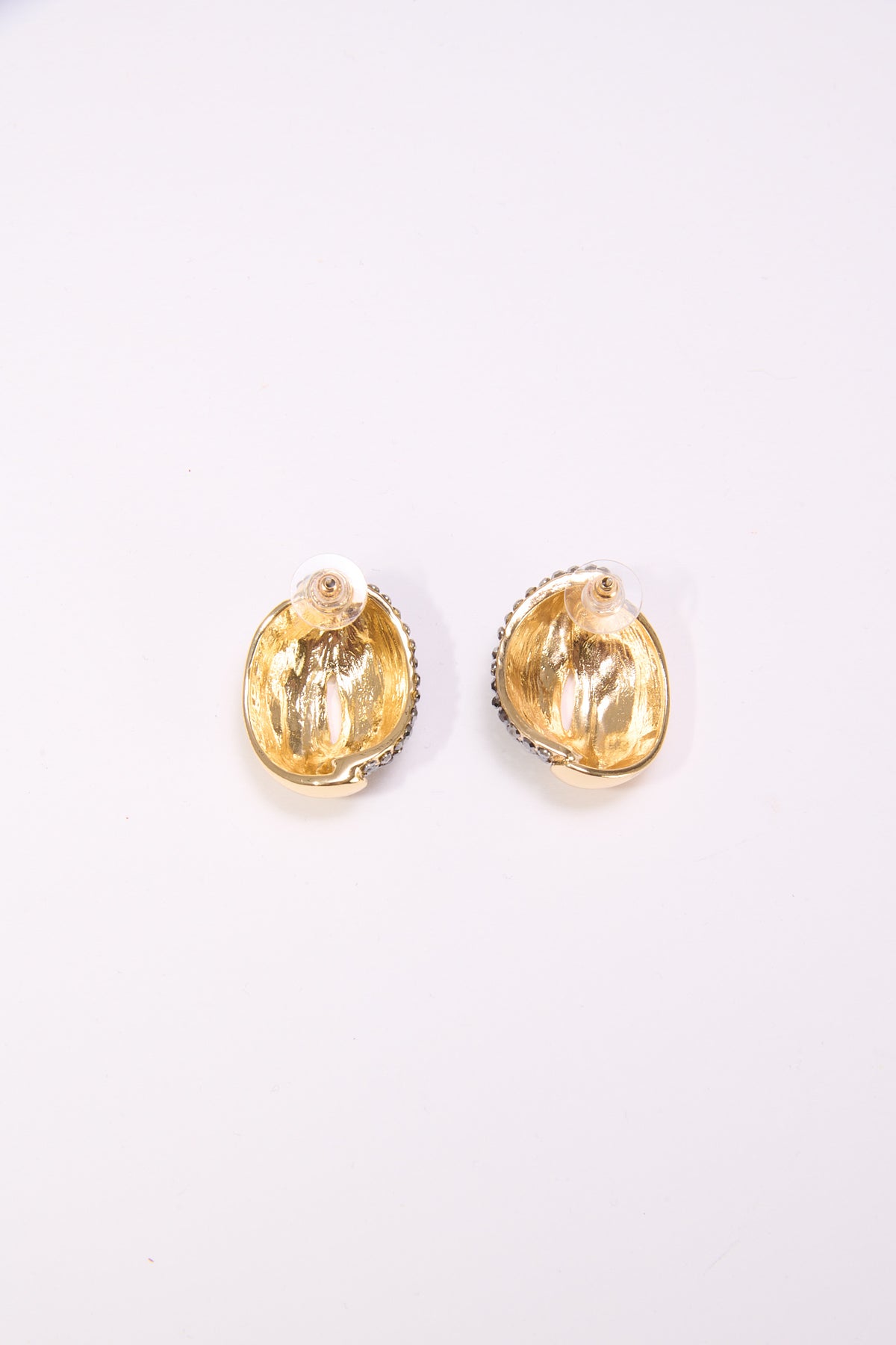 Orecchini donna ovale con strass - Oro