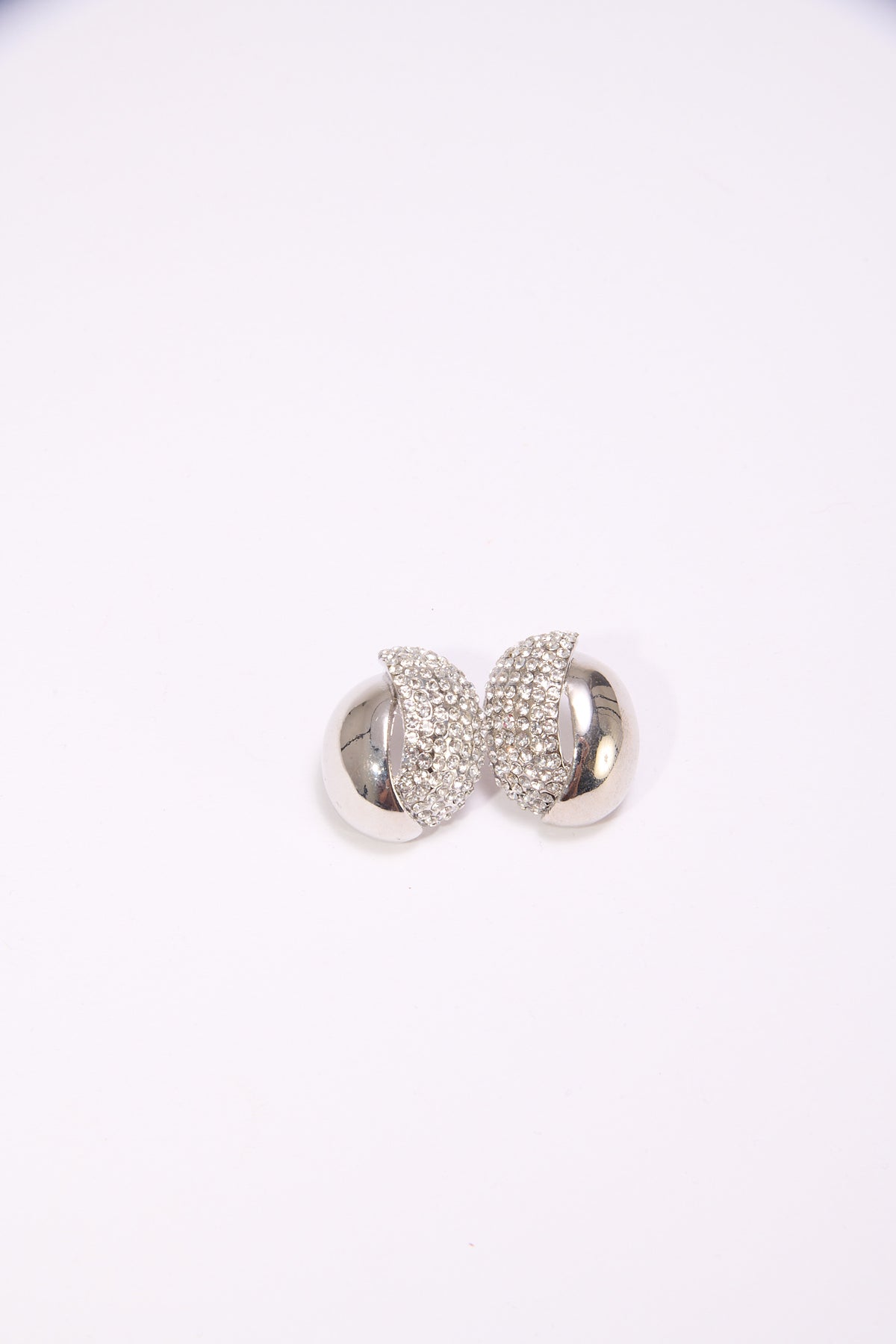 Orecchini donna ovale con strass - Argento