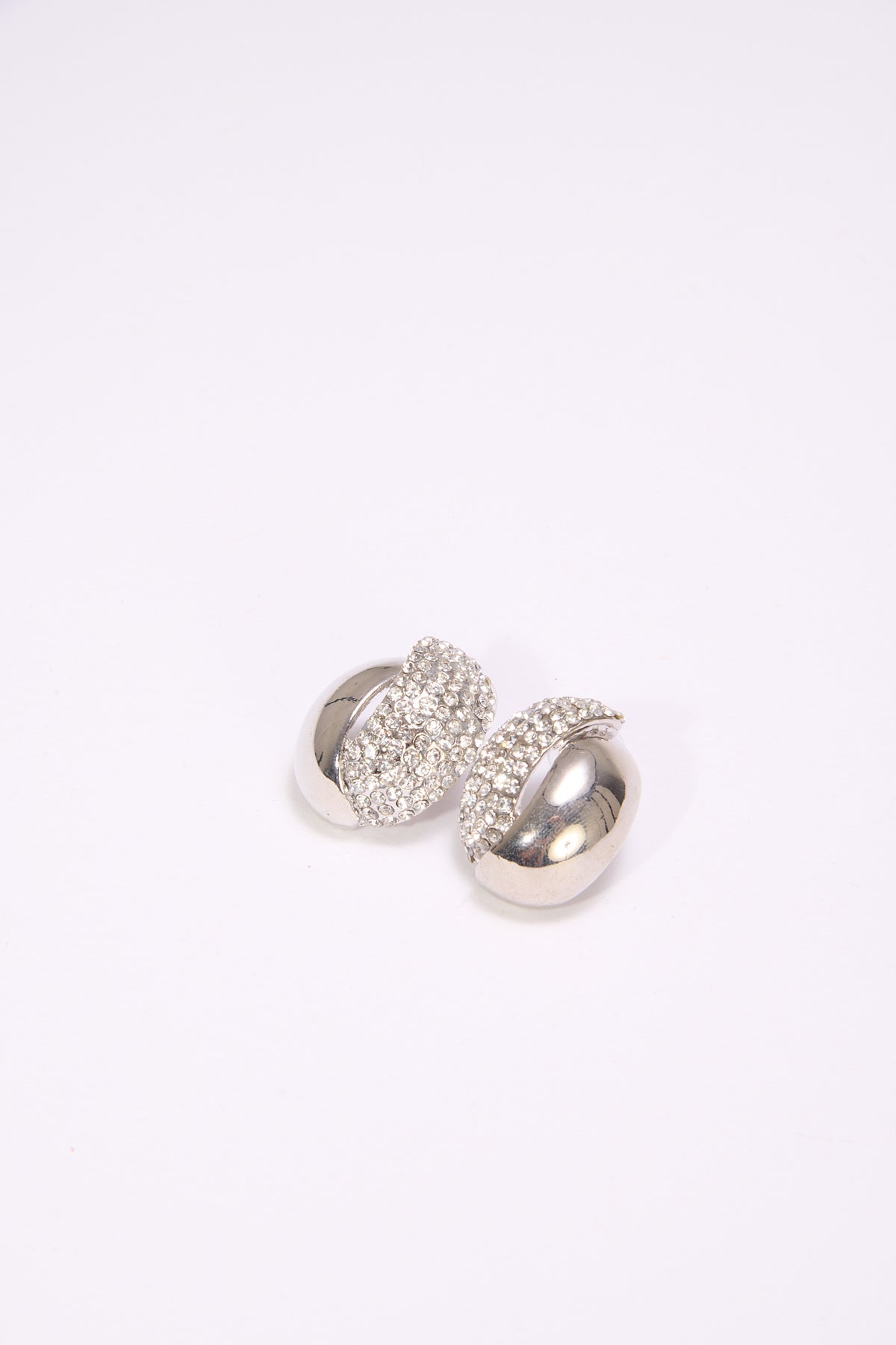 Orecchini donna ovale con strass - Argento