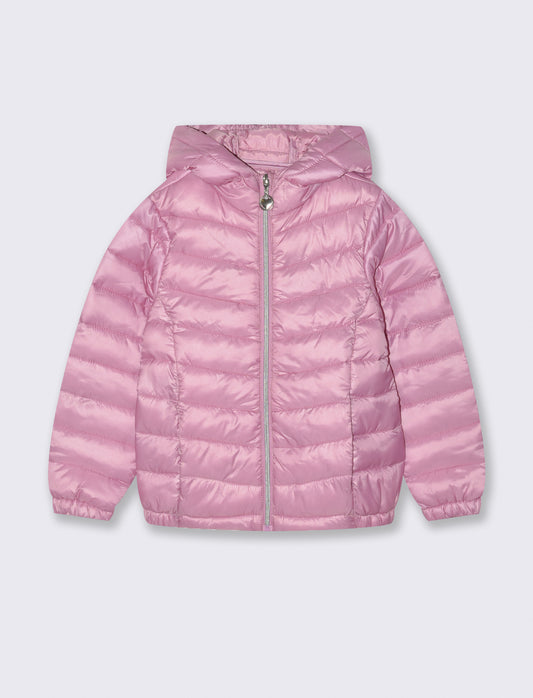 Girls' puffer jacket with hood - Pink